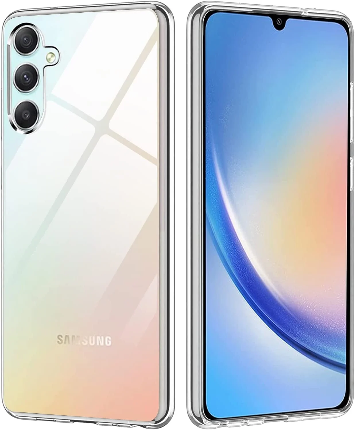 DL3 Mobilak Case Compatible with Samsung Galaxy A34 Case Crystal Soft TPU Gel Case Flexible Silicone Anti-Scratch Camera Protection TPU Cover - Clear