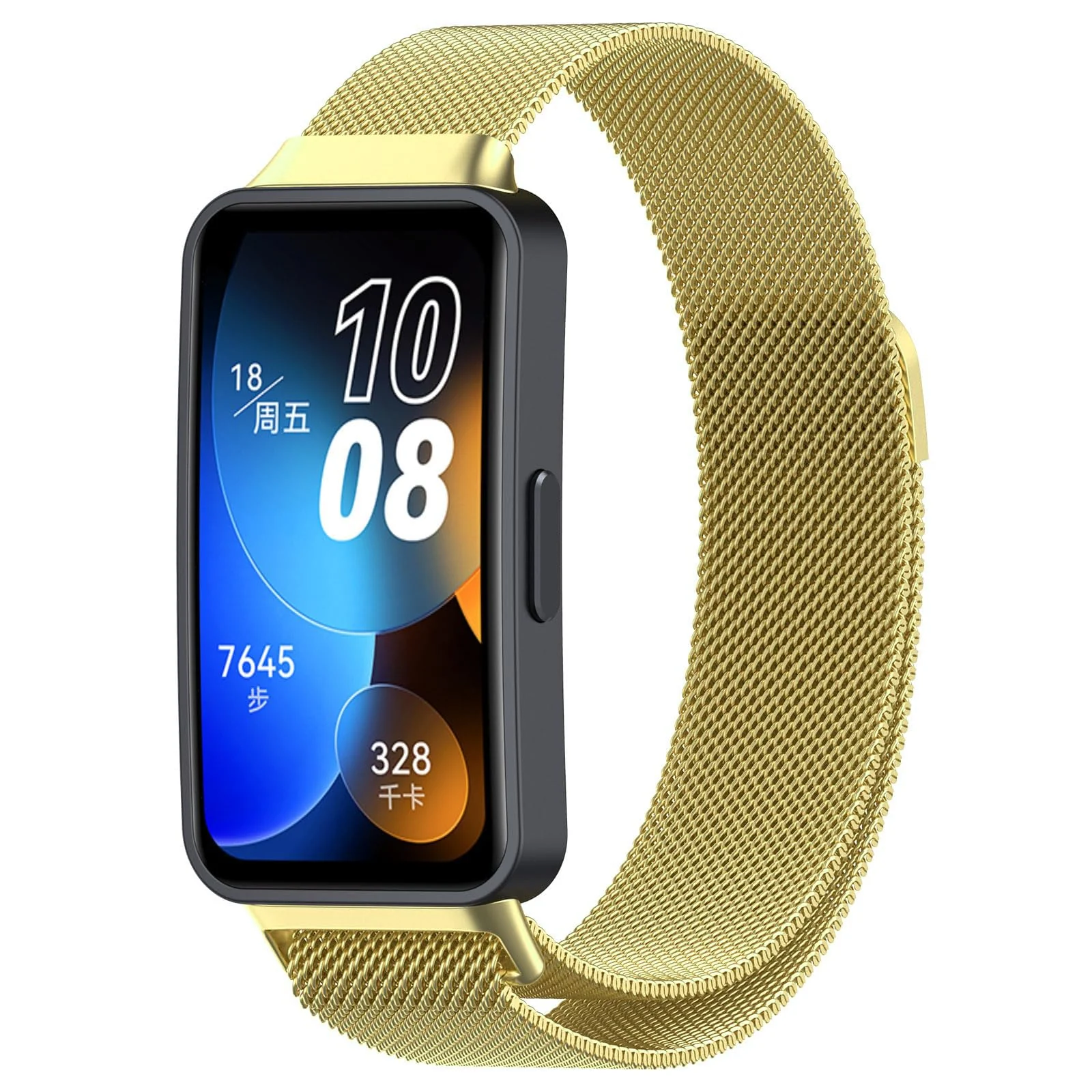 Dl3 Mobilak Replacement Band for Huawei Band 10/9/8 Replacement Strap Magnetic Metal Stainless Steel Mesh Replacement Strap for Men and Women Huawei Band 8/9/10 (Gold)