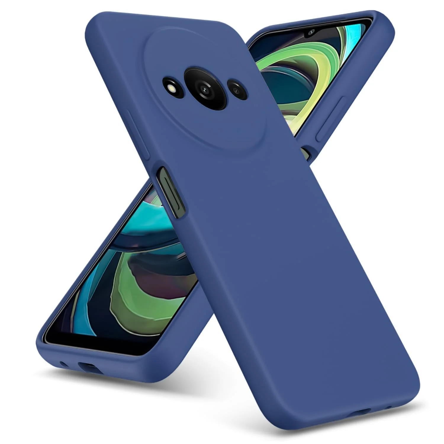 DL3 Mobilak Xiaomi Redmi A3 Case, Soft Flexible Liquid Silicone Gel Rubber Bumper Cover, Full Body Shockproof Protective Phone Case - Royal Blue