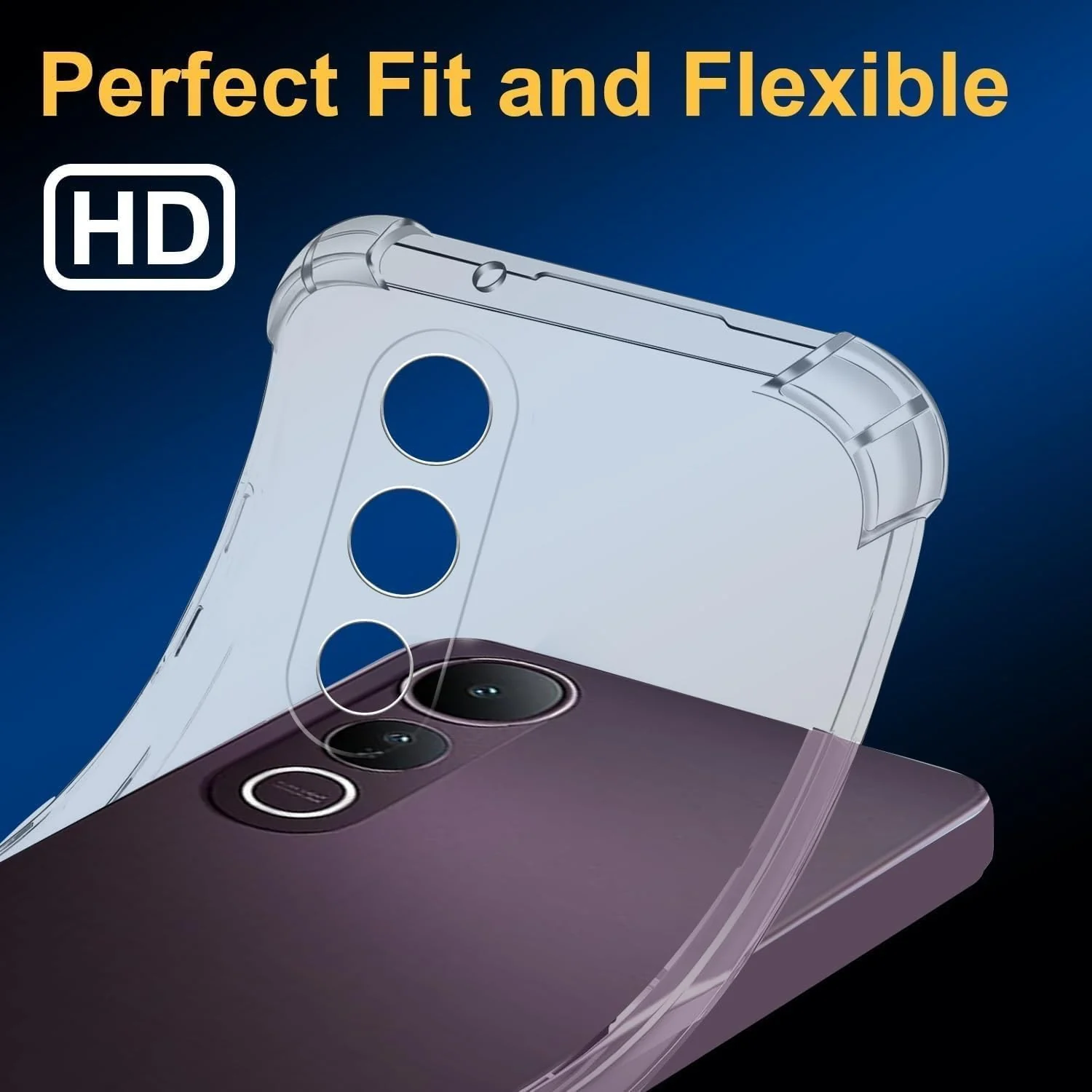 DL3 Mobilak Case Compatible with vivo V50 Lite 4G/vivo V50 Lite 5G, Cover Silicone TPU Gorilla Anti-shock Protector Camera Shockproof Corners - Clear