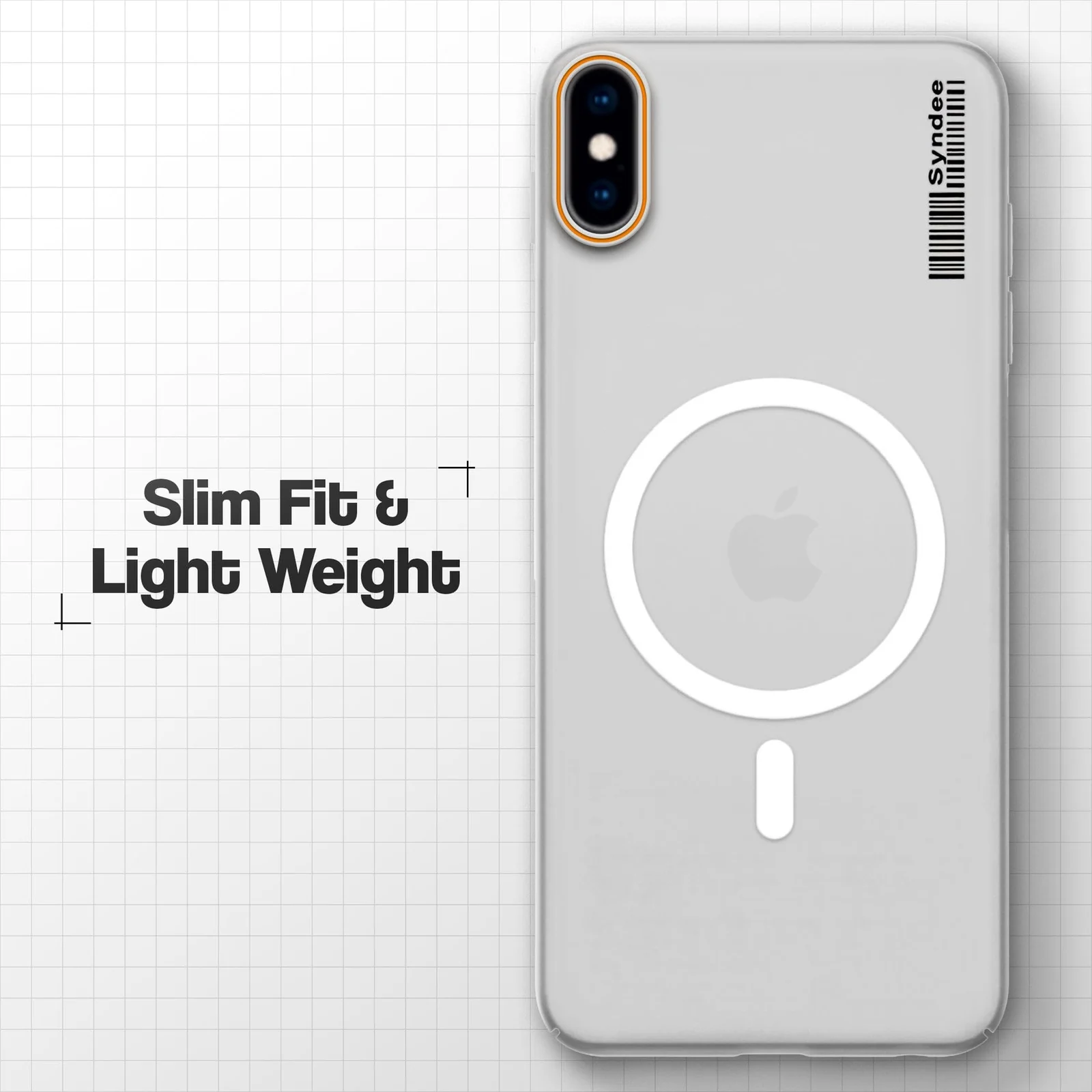 DL3 Mobilak Translucent Matte Case for iPhone X / iPhone XS, Compatible with MagSafe accessories, Shock-absorbing protection, Integrated ring holder - Clear