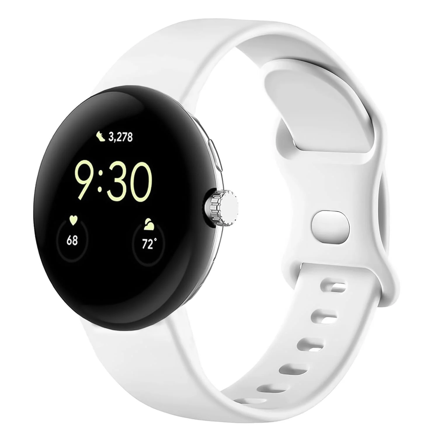 DL3 Mobilak Band Compatible with Google Pixel Watch 4/3 (45mm), Soft Silicone Sport Replacement Straps Bracelet for Google Pixel Watch 3 45mm/Pixel Watch 4 45mm - White