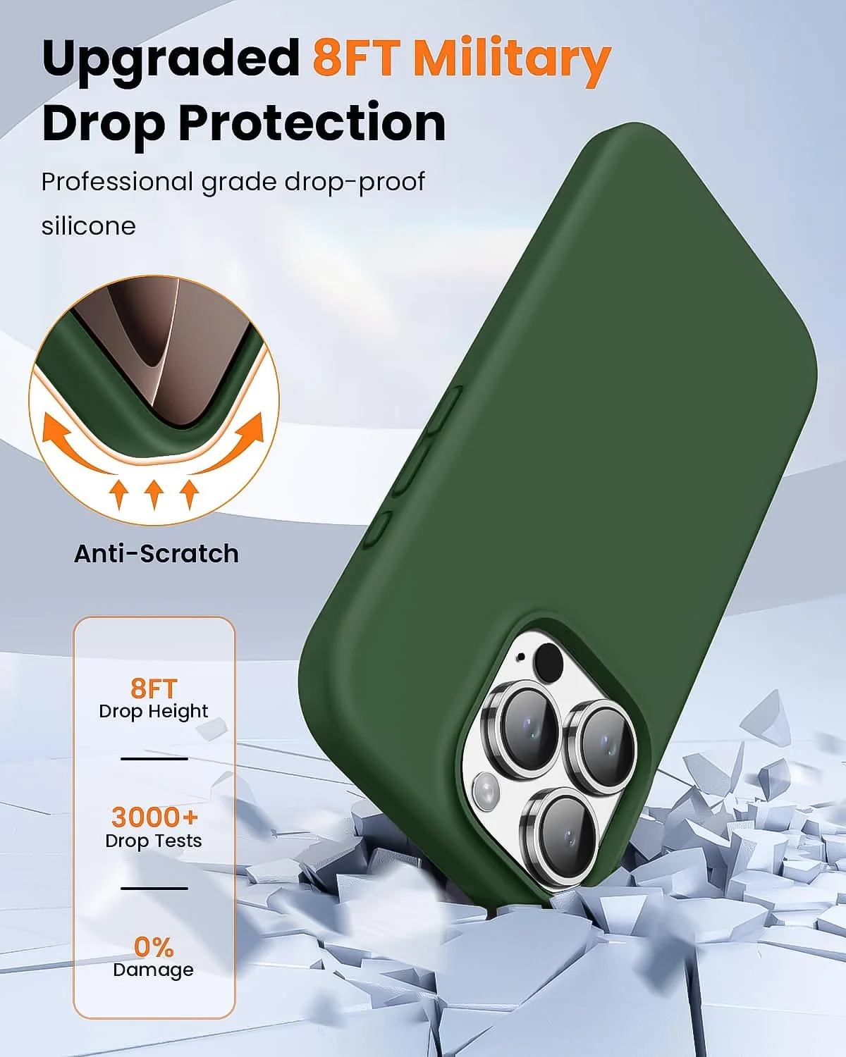DL3 Mobilak Liquid Silicone Protective Case for iPhone 16 Pro with Microfiber Lining and Shockproof Design - Green 2