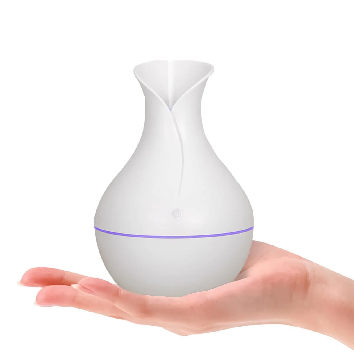 Mobigon Wood Cool Mist Ultrasonic Humidifier for Room Moisture, Aroma Diffuser for Home, 200ml Essential Oil Diffuser with 7 Colorful Night Light, Auto Shut-Off, Home, Office, car - D.White