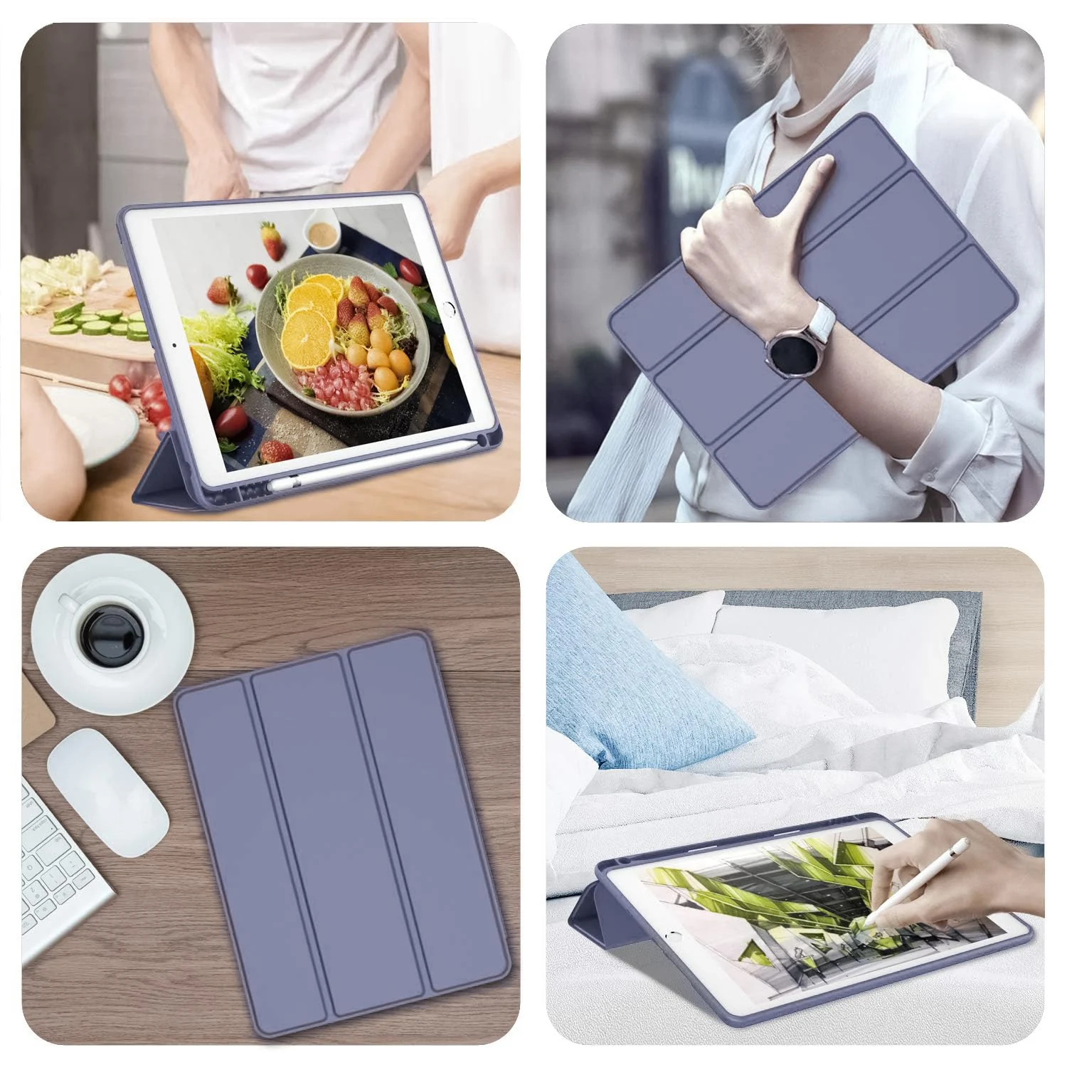 DL3 Mobilak Smart Case for Samsung Galaxy Tab A8 10.5 Inch 2021(-X200/-X205/-X207) with Pencil Holder, Soft TPU Smart Stand Back Cover Auto Wake/Sleep Feature - Lavender