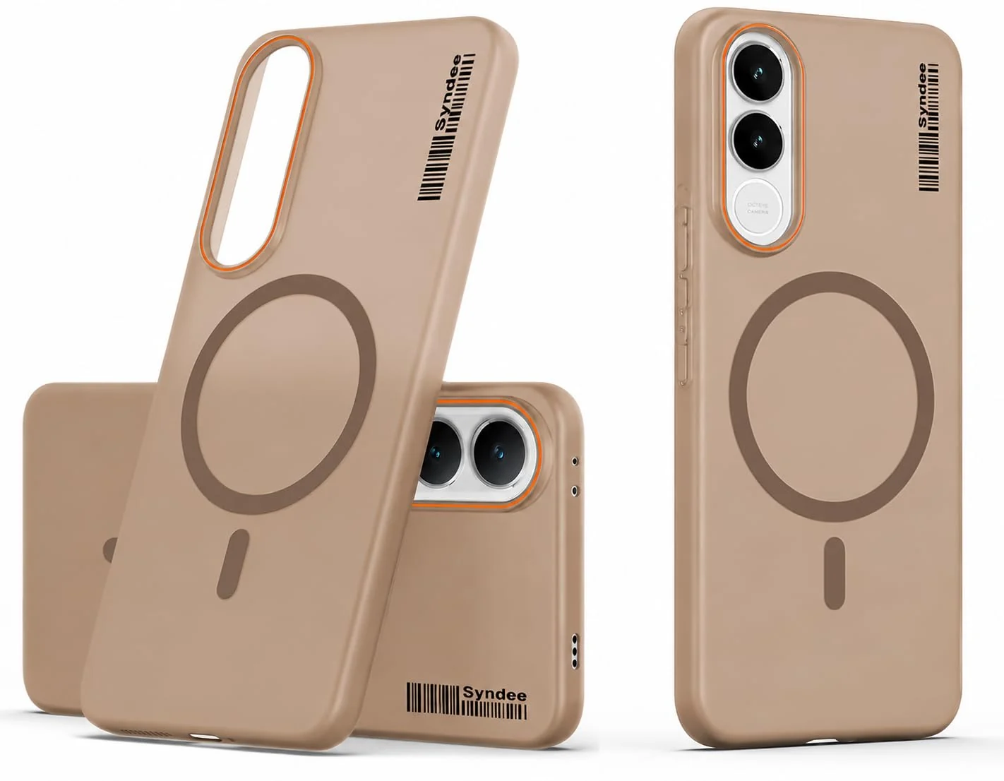 DL3 Mobilak Translucent Matte Case for vivo V70 FE, Compatible with MagSafe accessories, Shock-absorbing protection, Integrated ring holder - Brown