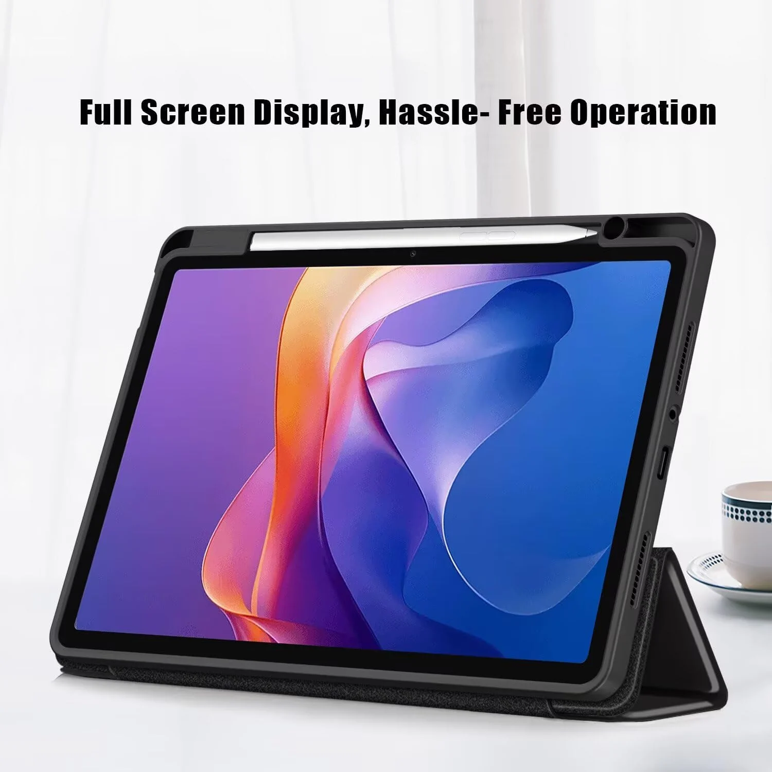DL3 Mobilak Case for Huawei MatePad 11.5 2023 & 2024 Released 11.5 inch with Built-in Pencil Holder, Clear Transparent PC Back, Shockproof Tri-Fold Stand Tablet Cover, Auto Wake/Sleep - Black