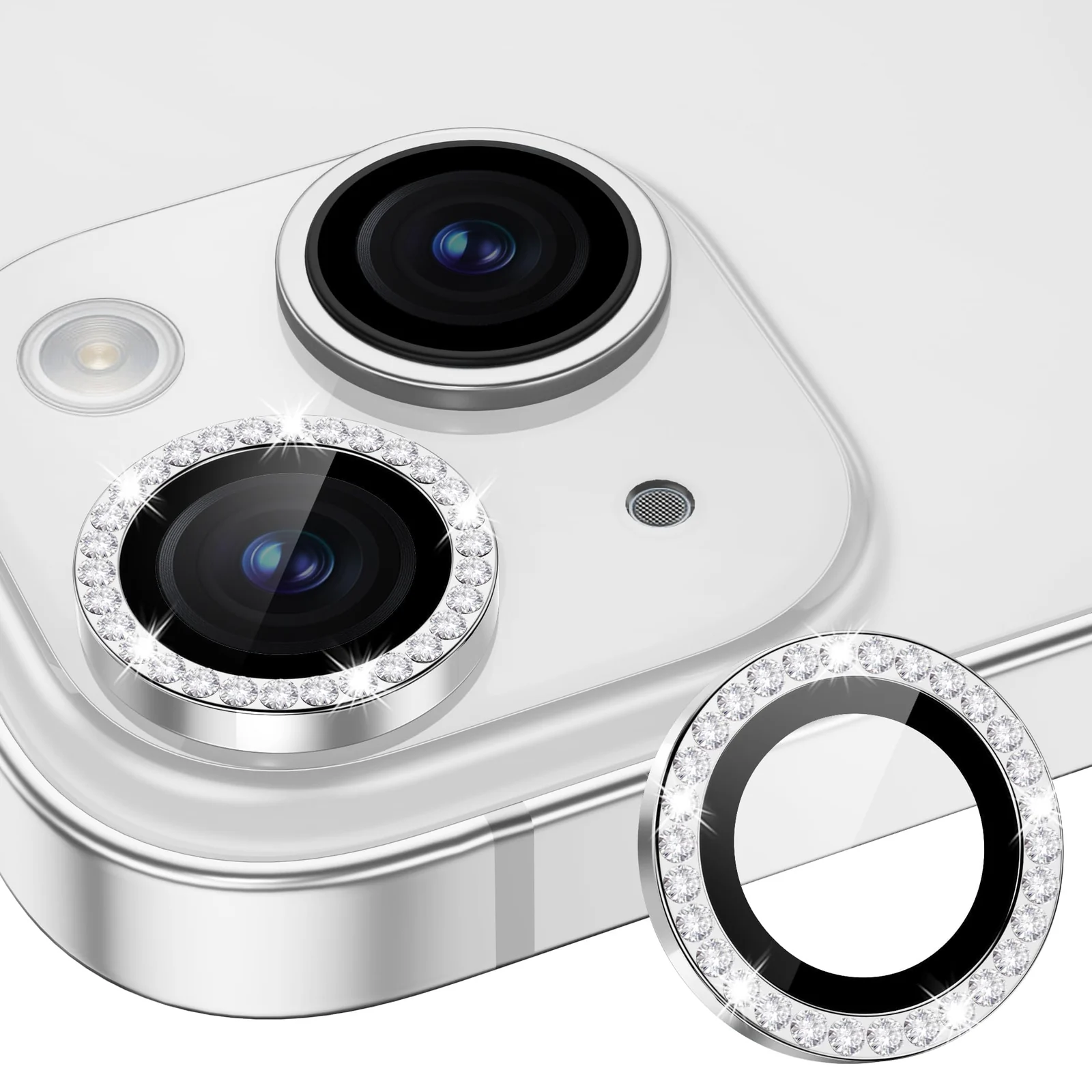 DL3 Mobilak Compatible with iPhone 15/15 Plus & iPhone 14/14 Plus Camera Lens Protector, Anti-Scratch HD Tempered Glass Lens Screen Protection Cover, Metal Individual Lens Ring