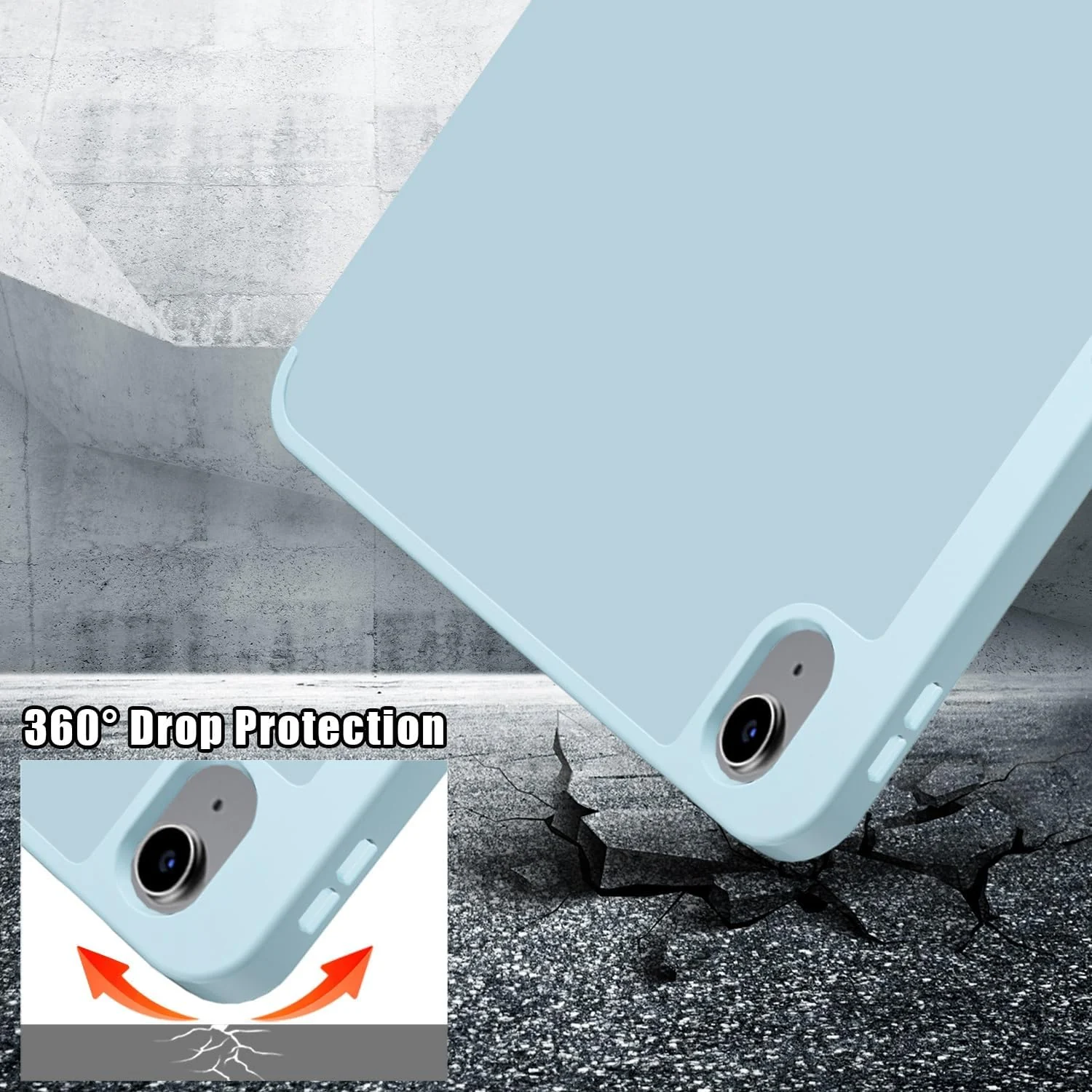 DL3 Mobilak Compatible with iPad 10.2-Inch (9th/8th/7th Generation, 2021/2020/2019) Case, Smart Stand, Pencil Holder, Shockproof Slim Lightweight Leather Cover, Modern Abstract Design - Sky Blue