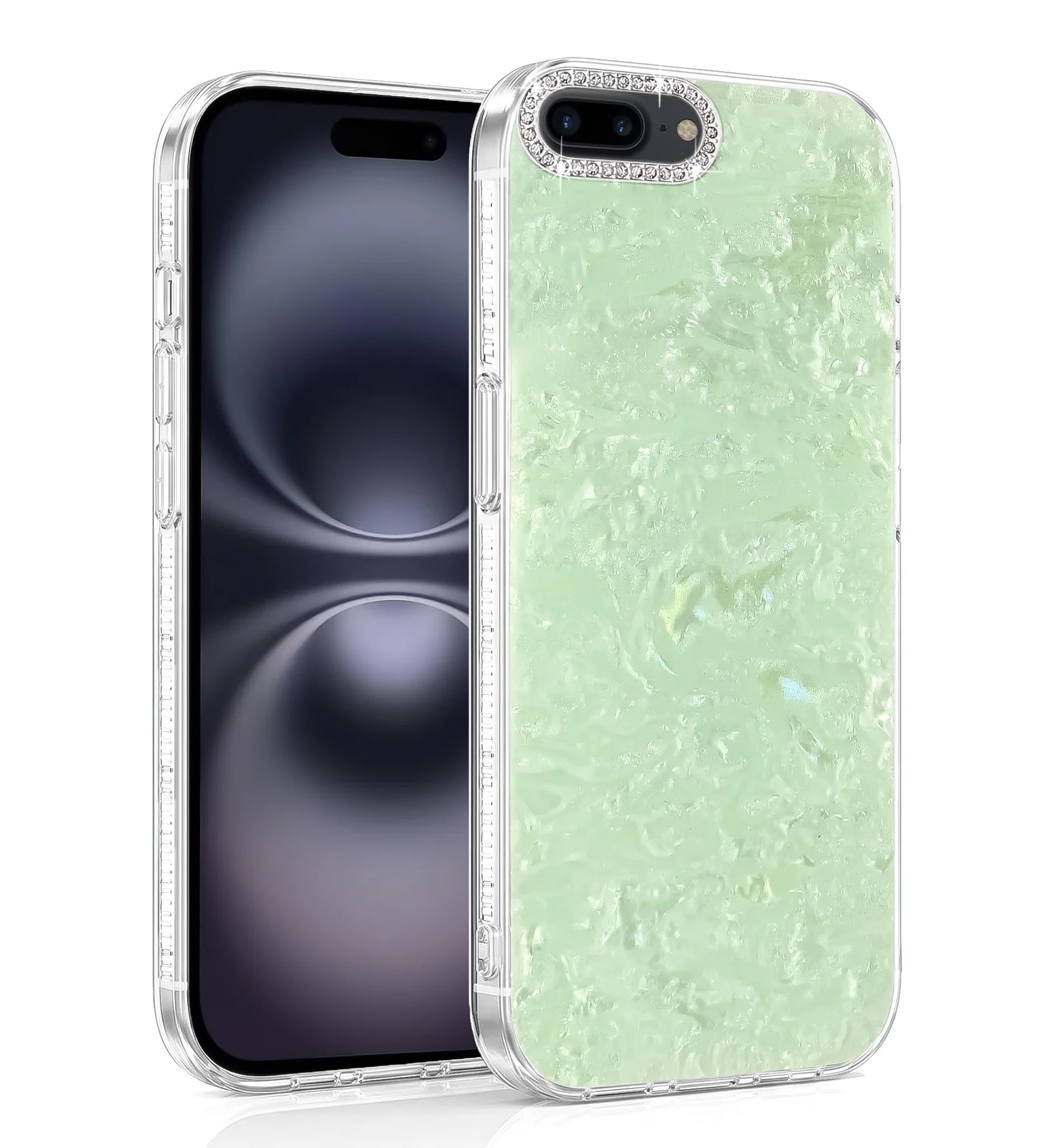 DL3 Mobilak Glitter Rhinestone Protective Case for iPhone 7 Plus / iPhone 8 Plus with Shockproof Design - Mint Green