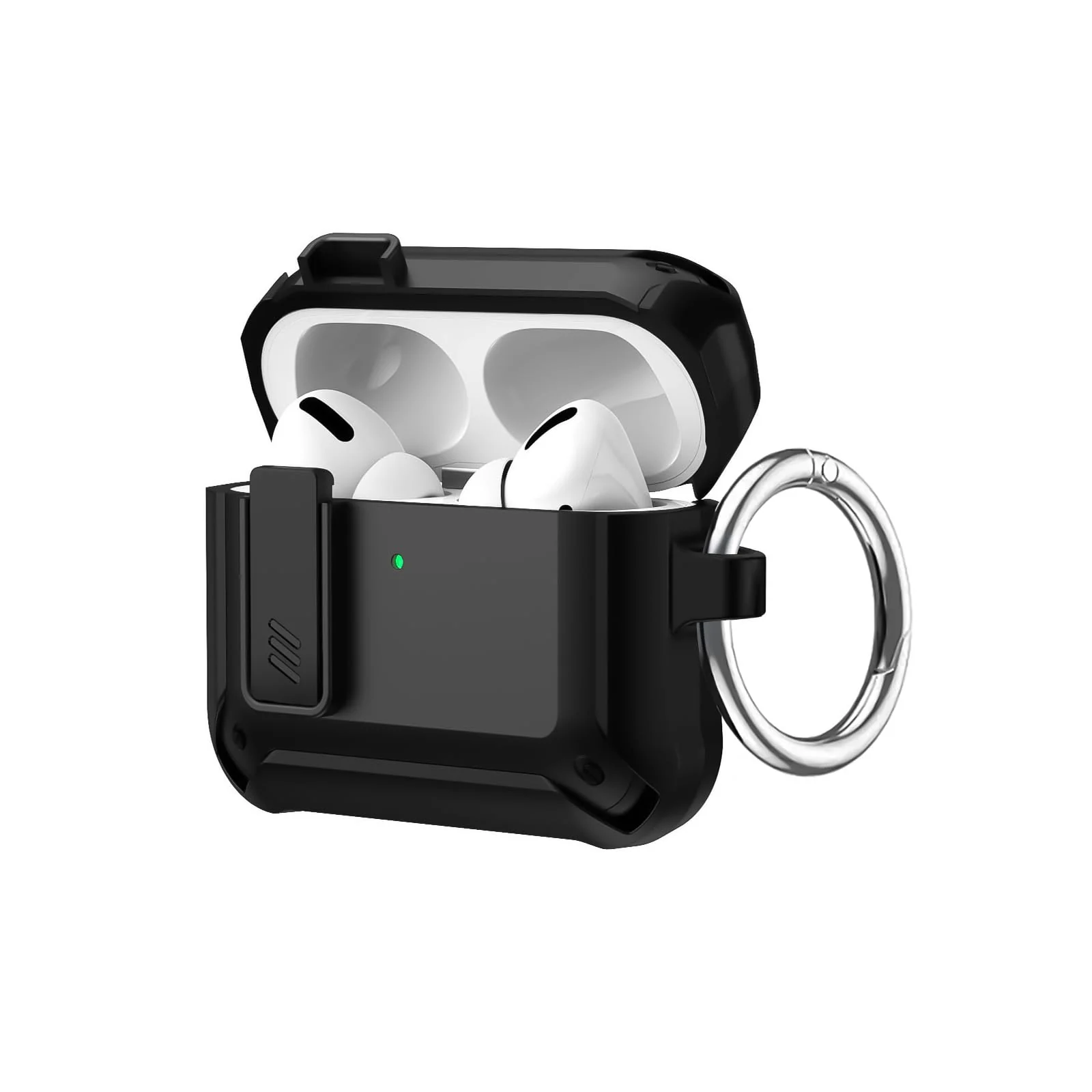 DL3 Mobilak AirPods 4 Case With Lock Lid, Rugged for AirPods 4th Generation (2024) Cool Protective Cover for Men Full-Body Armor Shockproof Skin Shell With Carabiner