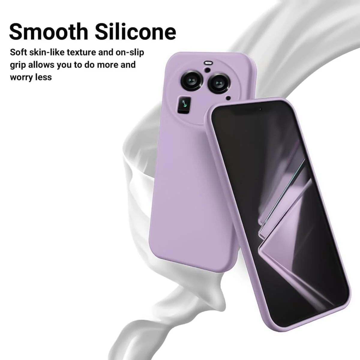 DL3 Mobilak Liquid Silicone Protective Case with Soft Microfiber Lining with Full Camera Protection for OPPO Find X6 Pro - Lavender