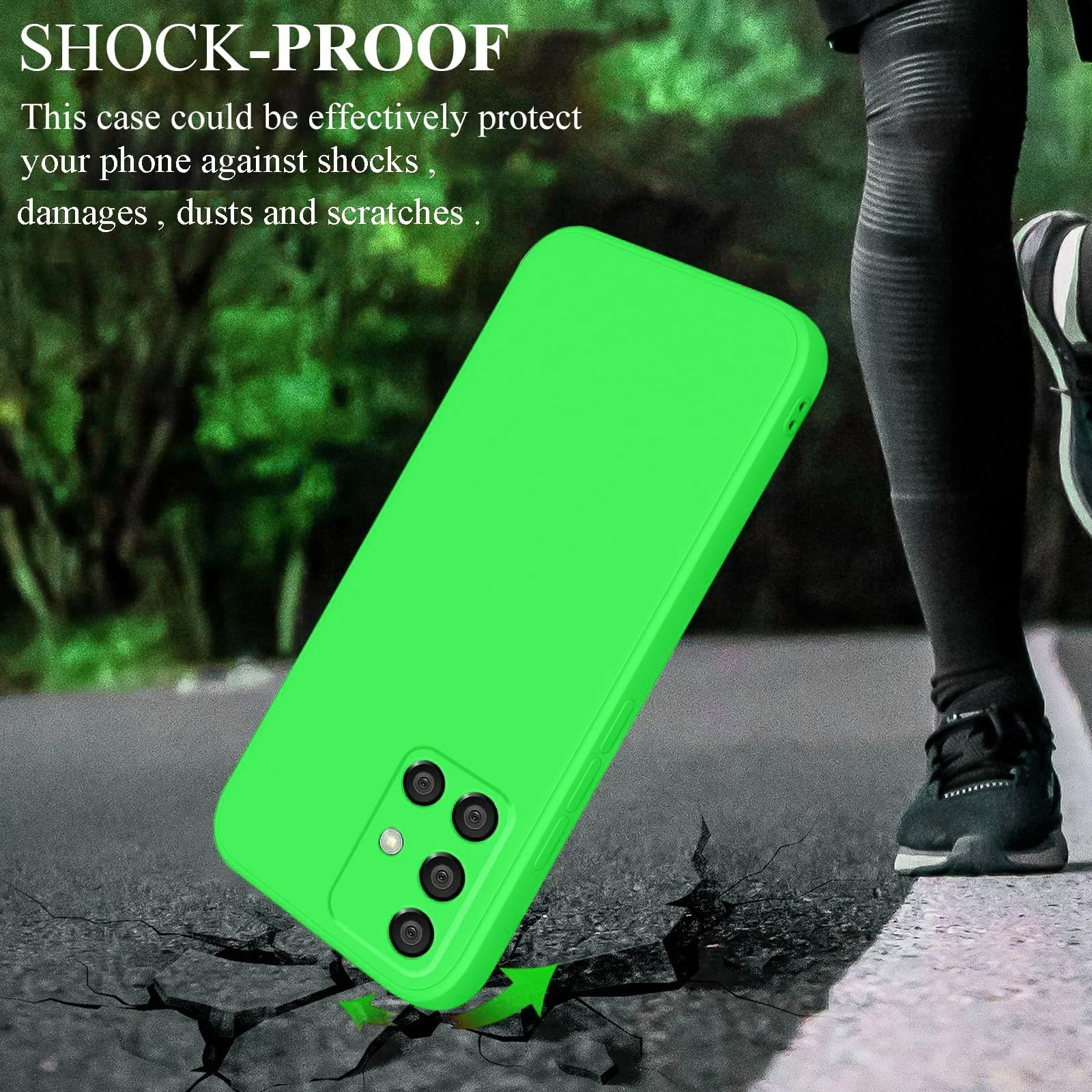 DL3 Mobilak Samsung Galaxy A51 Case, Soft Flexible Silicone Gel Rubber Bumper Cover, Full Body Shockproof Protective Phone Case - Neon Green