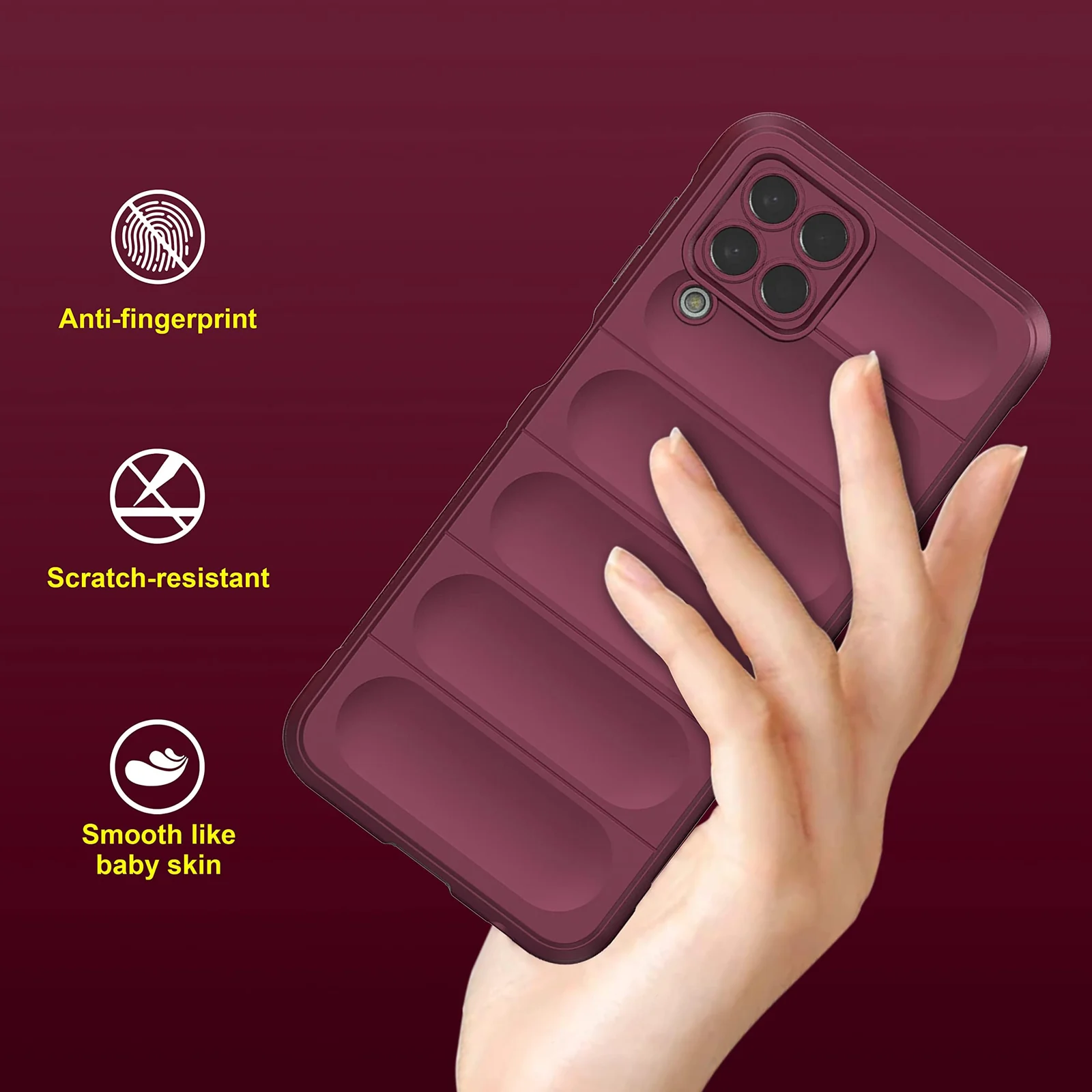 DL3 Mobilak Flexible Silicone and TPU Protective Case with Camera Protection for Samsung Galaxy M33 5G - Wine Red