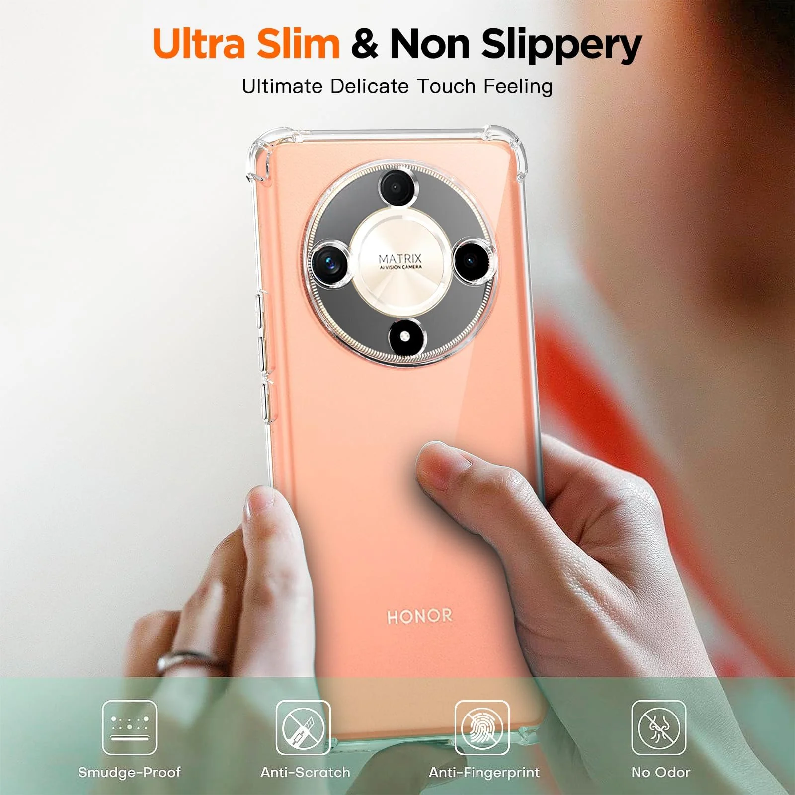 DL3 Mobilak Clear TPU Protective Case for Honor Magic 6 Lite 5G with Camera Protection and Shockproof Design - Clear