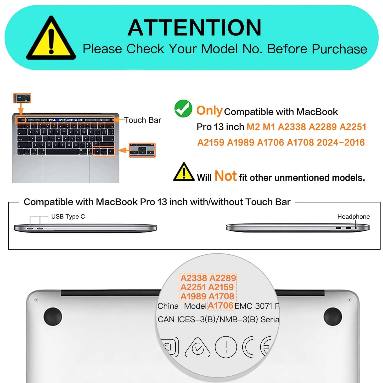 DL3 Mobilak Compatible with MacBook Pro 13 inch Case 2024 2023 2022-2016 M2 M1 A2338 A2289 A2251 A2159 A1989 A1706 A1708 with/without Touch Bar, Protective Plastic Hard Shell Case Cover - Black