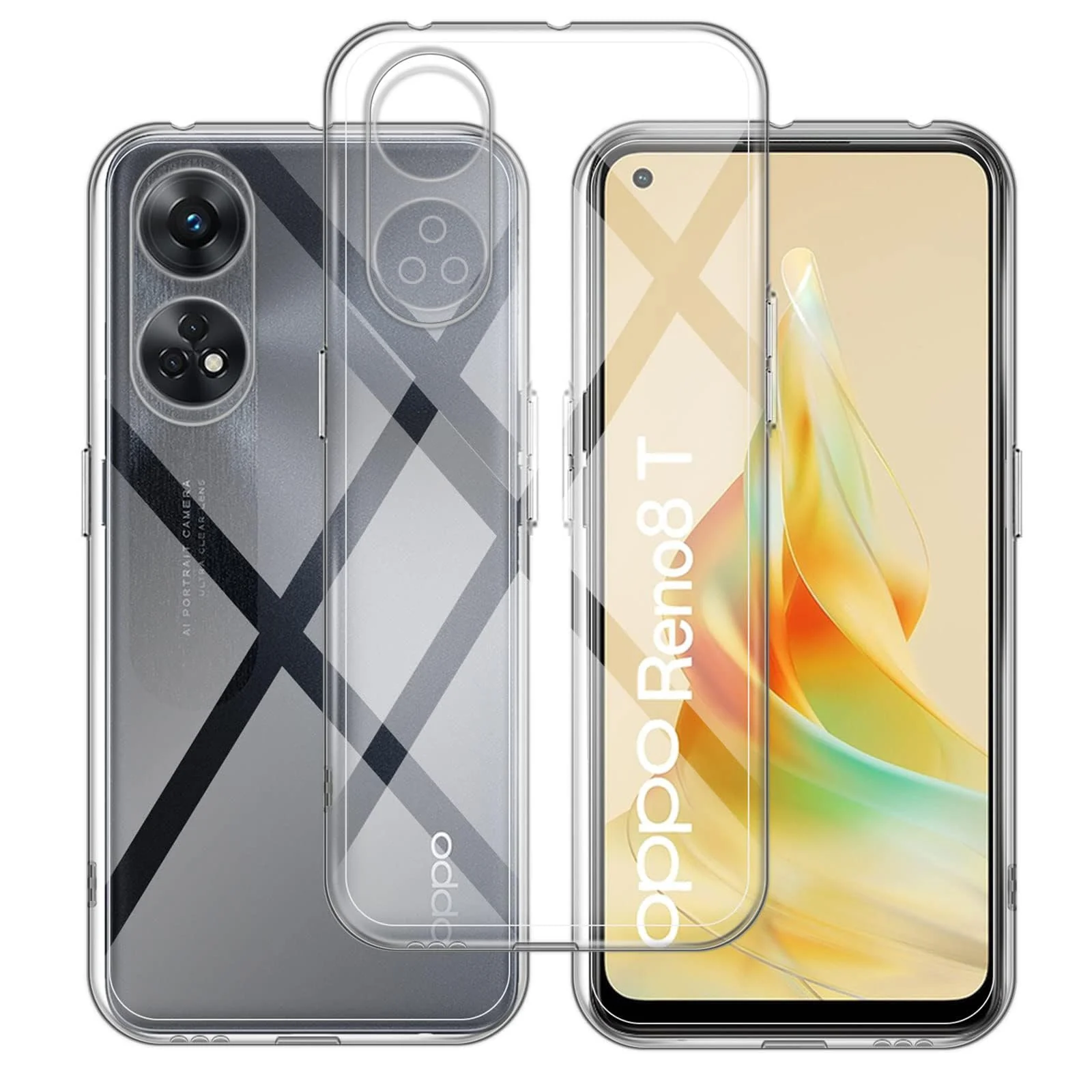 DL3 Mobilak Case Compatible with OPPO Reno 8T 4G (Not 5G) Case Crystal Soft TPU Gel Case Flexible Silicone Anti-Scratch Camera Protection TPU Cover - Clear