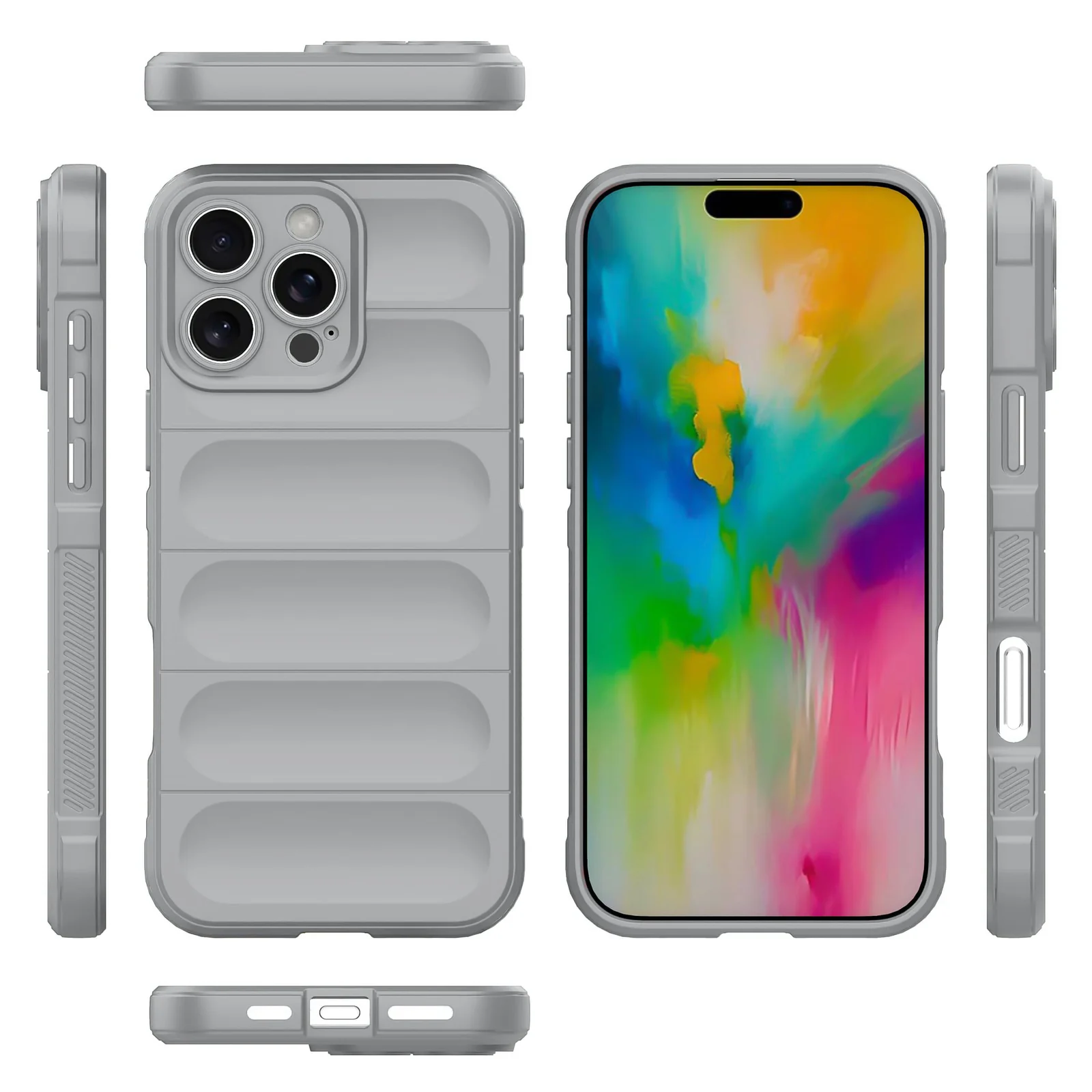 DL3 Mobilak Silicone Case for iPhone 16 Pro Max 6.9-Inch Heavy Duty Protective [Slim Fit] Shockproof Soft Flexible Protective Design Shock-Absorption TPU Cover With Camera Protection - Gray