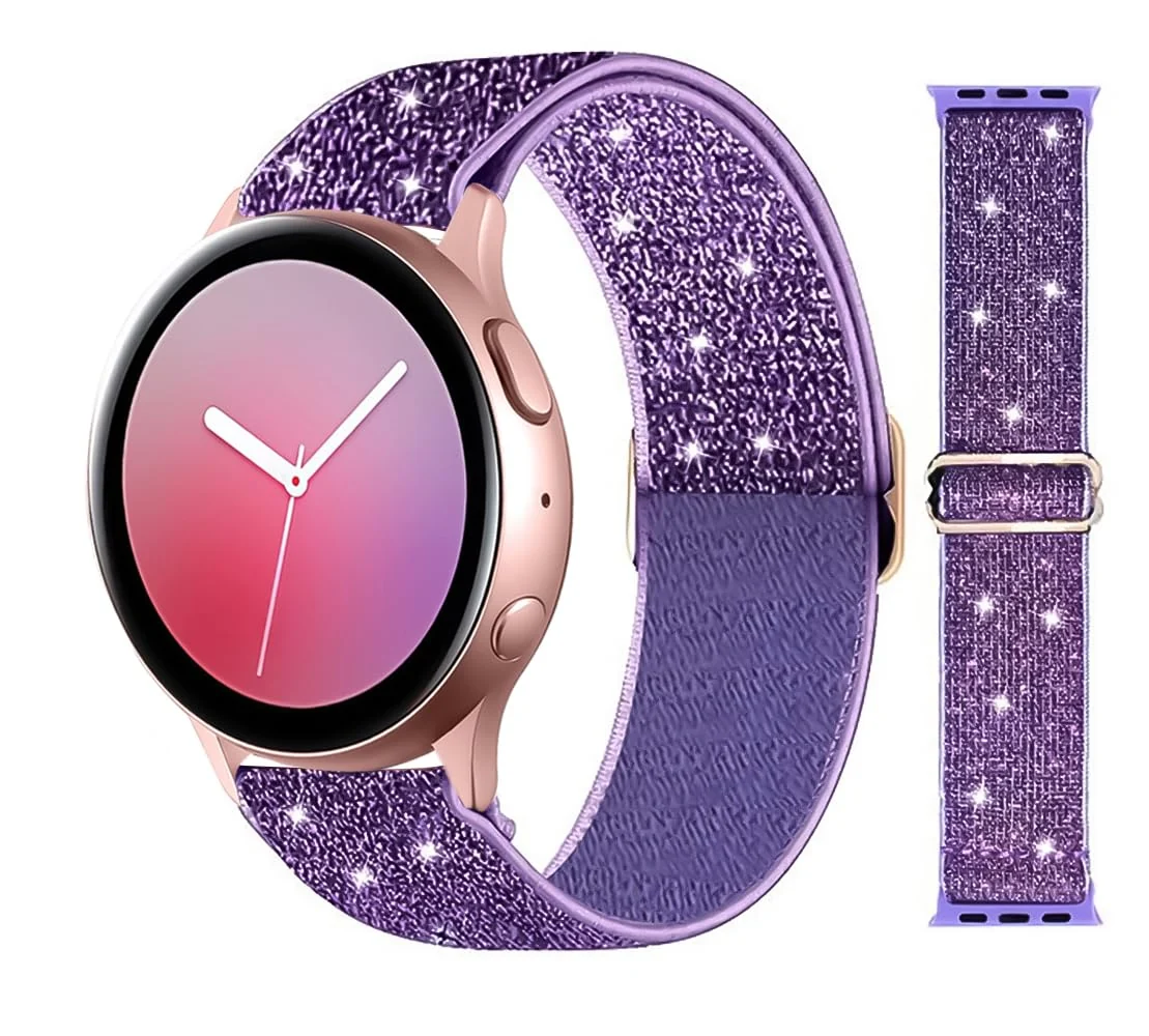 DL3 Mobilak Strap Nylon Loop 22MM Band For Xiaomi Redmi Watch 5 Active/5 Lite/Samsung Galaxy Watch 3 45mm/Watch 46mm/Gear S3/For Huawei watch GT5 GT4 GT3 GT2 GT 46MM/GT2E/GT2 Pro/GT 3 Pro/GT5 Pro - Shiny Purple