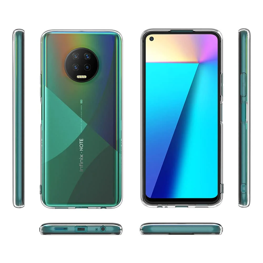 DL3 Mobilak Case Compatible with Infinix Note 7 Case Crystal Soft TPU Gel Case Flexible Silicone Anti-Scratch Camera Protection TPU Cover - Clear