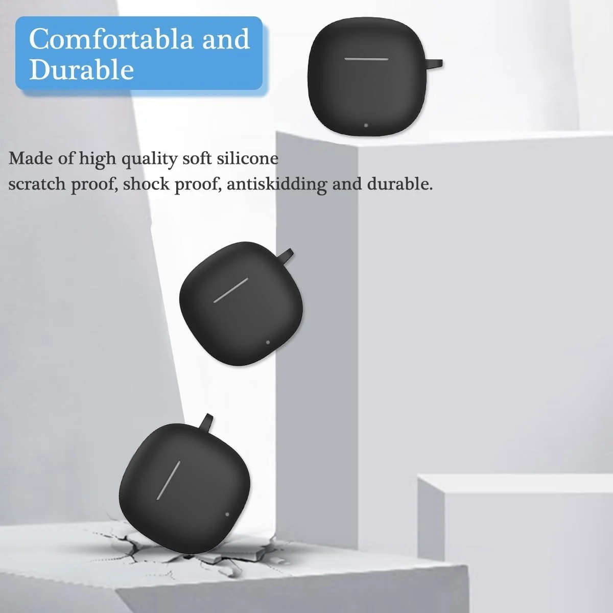 DL3 Mobilak Compatible with HONOR CHOICE Earbuds X3 Lite Case Cover, Soft Silicone Shockproof Protective Skin Case for HONOR Earbuds X3 Lite Wireless Earbuds with Carabiner, Front LED Visible - Black