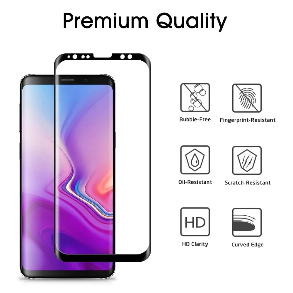 DL3 Mobilak Screen Protector for Samsung Galaxy S9 Plus, Tempered Glass Screen Saver Premium HD Protective, Scratch Resistant, NO-Bubble, 9H Hardness, Full Coverage Film - Clear