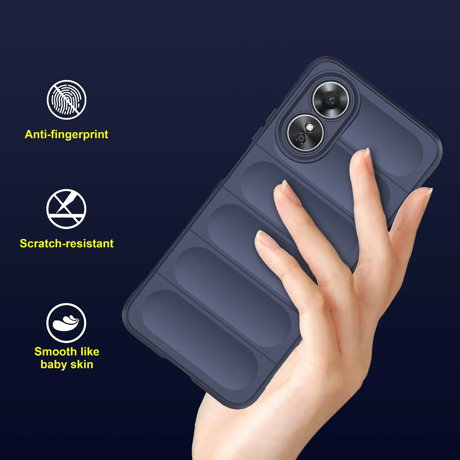 DL3 Mobilak Soft Silicone Protective Case for OPPO A38 4G / OPPO A18 4G with Camera Protection and Shockproof Design - Blue