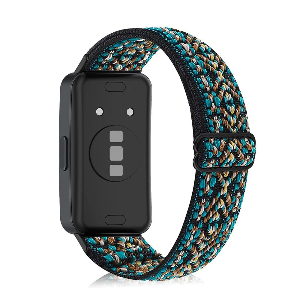 DL3 Mobilak Strap Compatible with Honor Band 7 / Huawei Band 7, Soft Elastic Nylon Straps, Adjustable Stretchy Sports Replacement Bracelets Wristbands for Women Men - Embroidery Blue