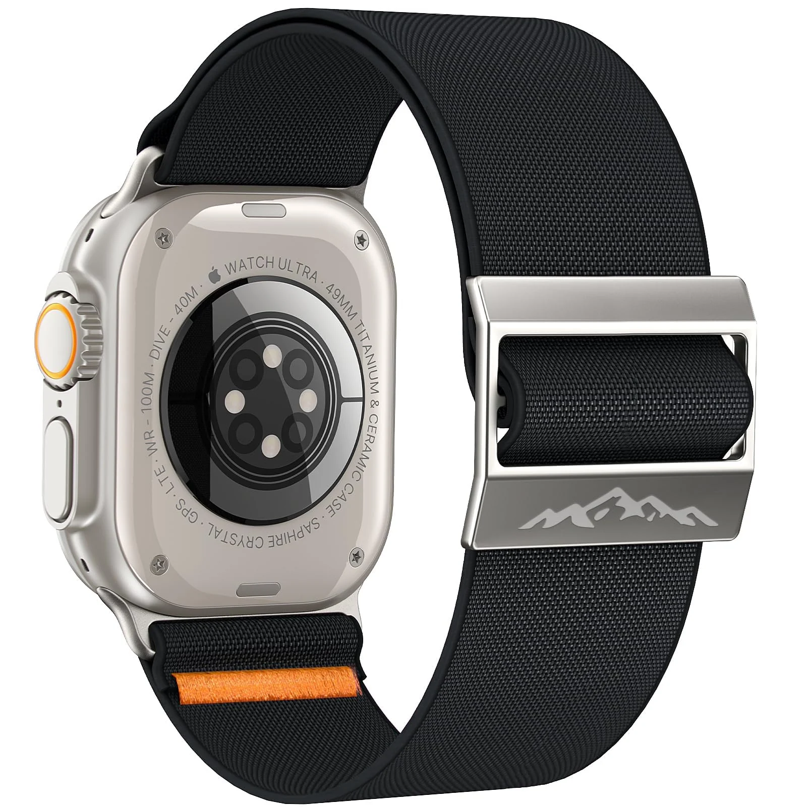 DL3 Mobilak Solo Loop Nylon Band Compatible with Apple Watch Ultra 2/Ultra Band 49mm 45mm 46mm 44mm 42mm for Men Women, Soft Fabric Braided Elastic Sport Strap for iWatch Series SE 10/9/8/7/6/5/4 - Black