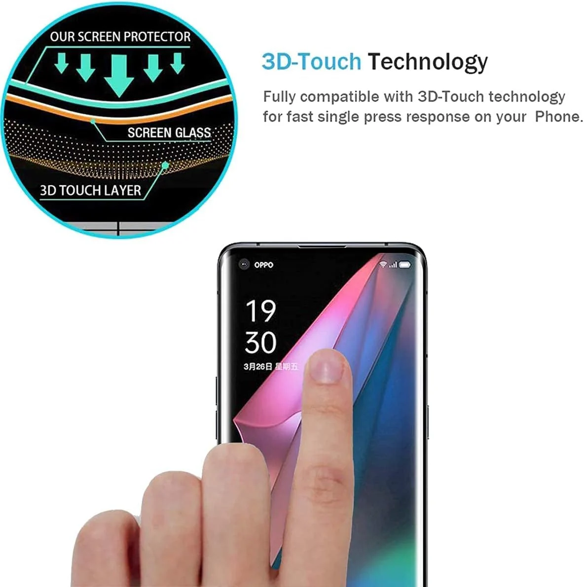 DL3 Mobilak Full Curved 5D Glass Screen Protector Full Glue For OPPO Find X3 Pro - Black