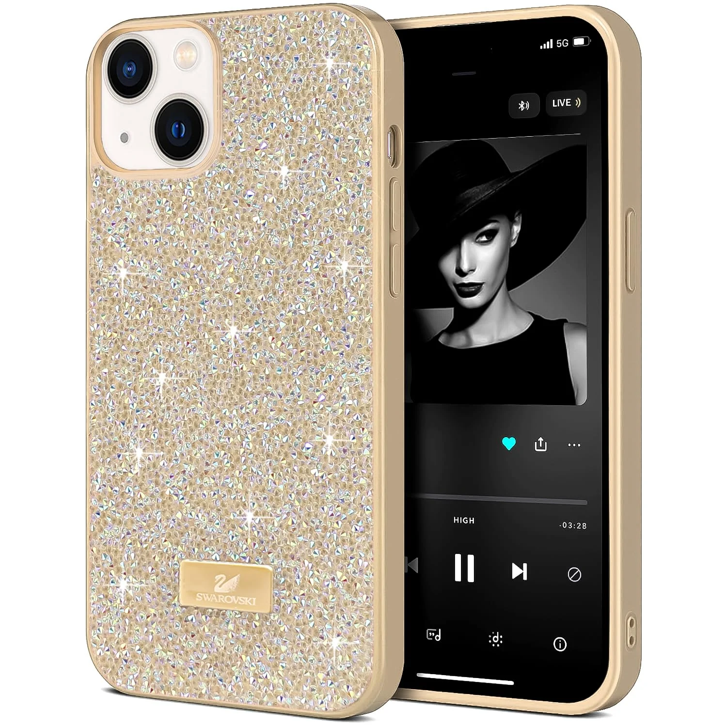 DL3 Mobilak Glitter Protective Case with Camera Protection for iPhone 15 (6.1 Inch)