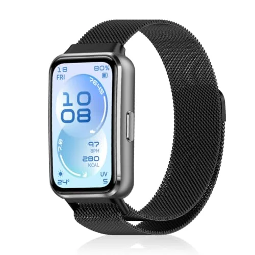 MOBIGON Magnetic Stainless Steel Watch Strap for Huawei Band 11 / 11 Pro, Black
