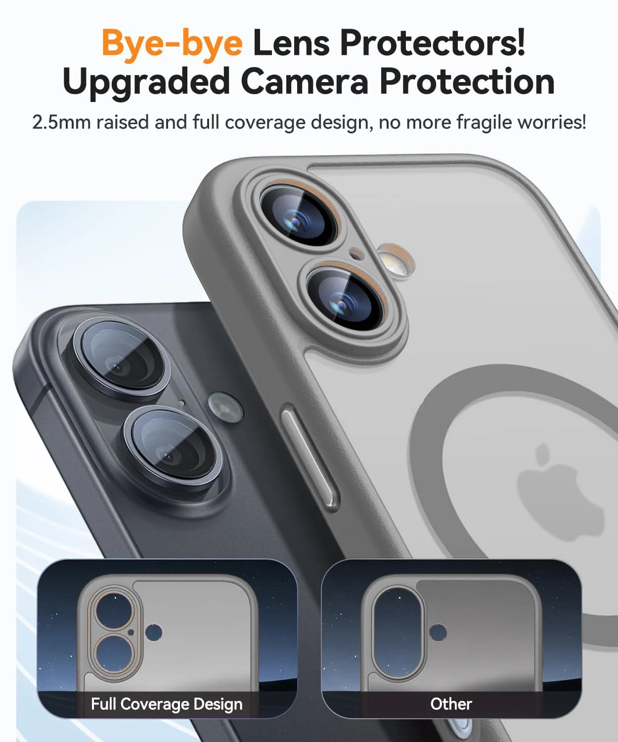 DL3 Mobilak Matte MagSafe-Compatible Magnetic Case for iPhone 16 with Camera Protection and Magnetic Car-Mount Support - Gray