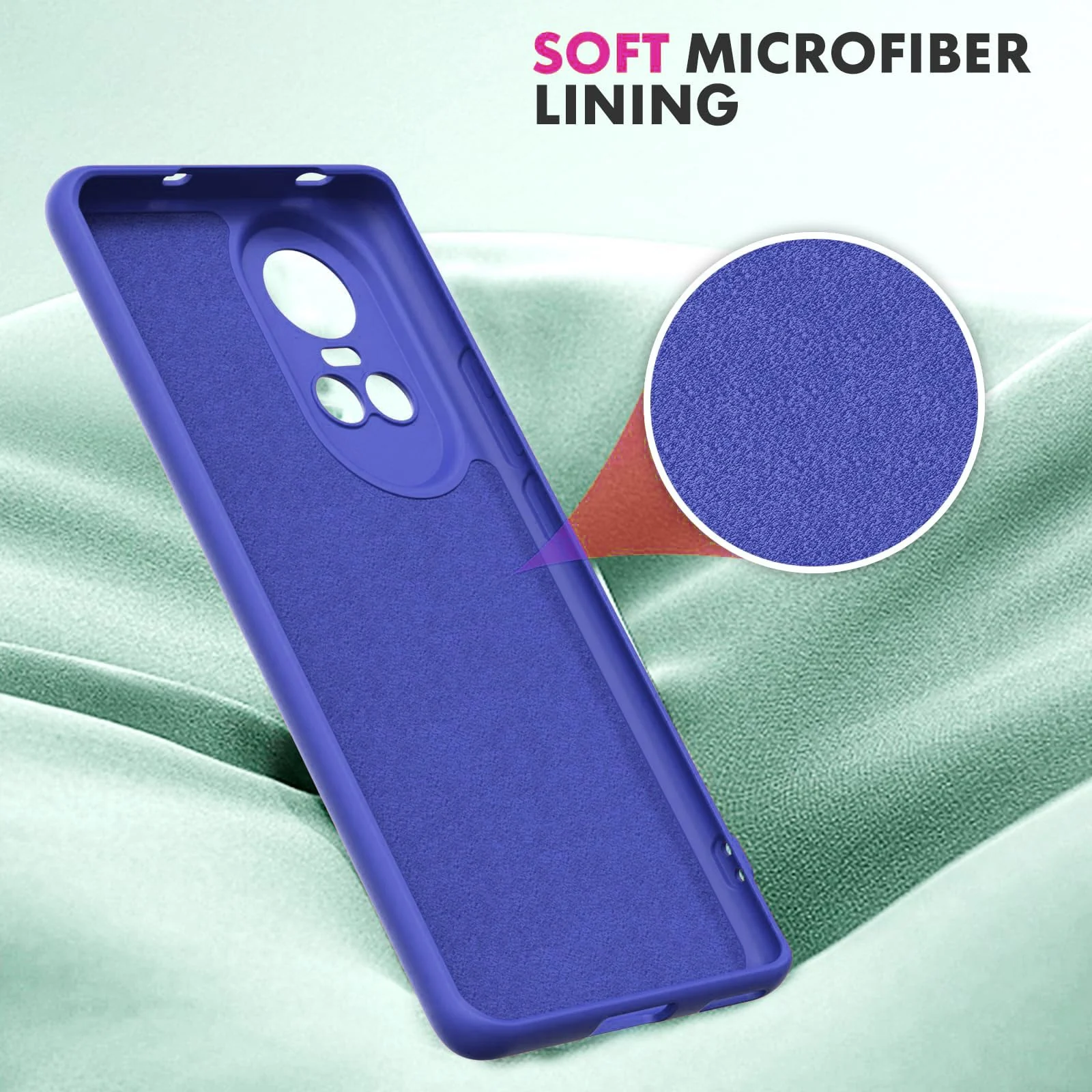 DL3 Mobilak Liquid Silicone Protective Case with Soft Microfiber Lining with Full Camera Protection for OPPO Reno 10 5G / OPPO Reno 10 Pro 5G - Light Blue