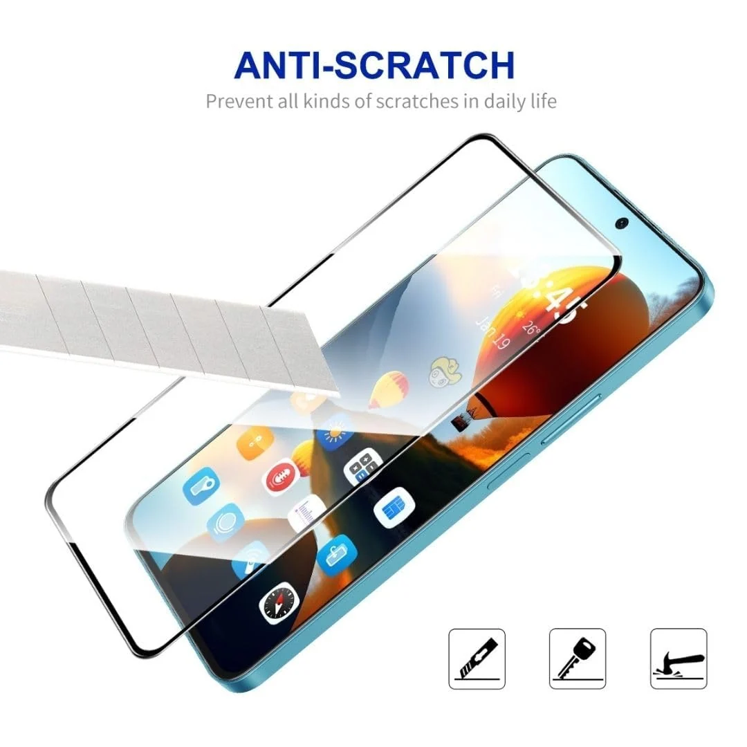 DL3 Mobilak Tempered Glass Screen Protector For realme 13 5G/realme 12 5G/realme 12x 5G/ realme 11 5G/realme 11x 5G/realme C65 4G 5G/realme C67 4G 5G/realme C55/OPPO A60/OPPO A58 4G [Full Coverage] - Clear