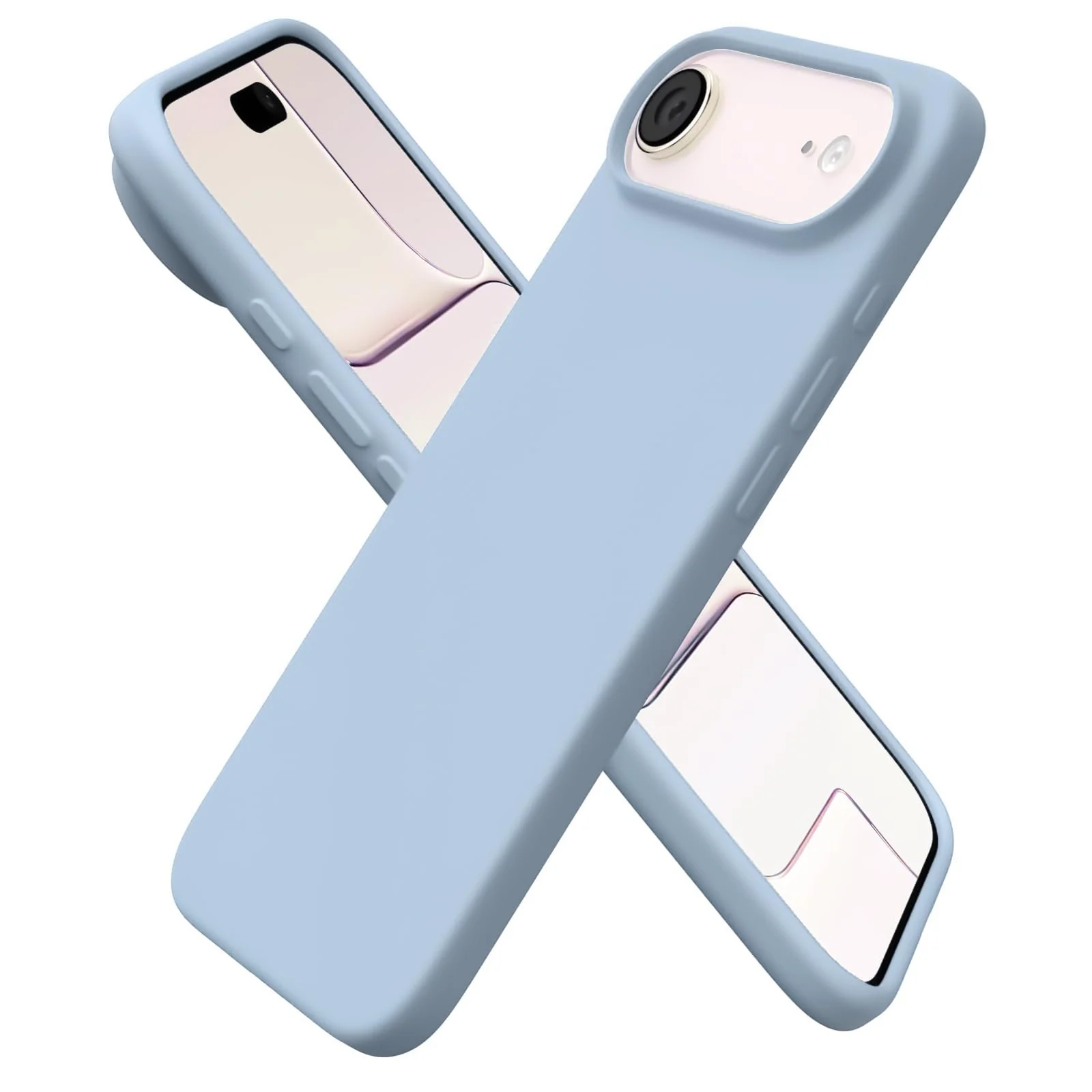 DL3 Mobilak Liquid Silicone Protective Case for iPhone 17 Air 6.5-Inch with Microfiber Lining and Shockproof Design - Sky Blue