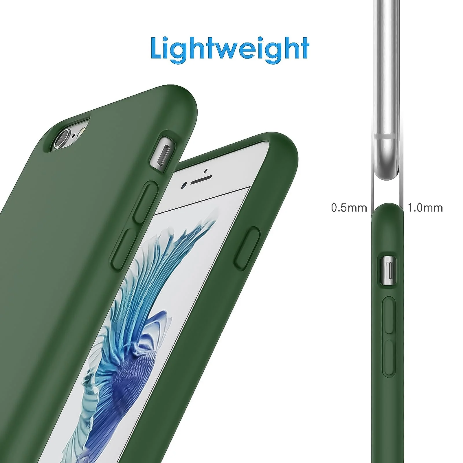 DL3 Mobilak Compatible with iPhone 6 Plus / 6S Plus Case, Liquid Silicone Case, Full Body Protective Cover, Shockproof, Slim Phone Case, Anti-Scratch Soft Microfiber Lining - A. Green
