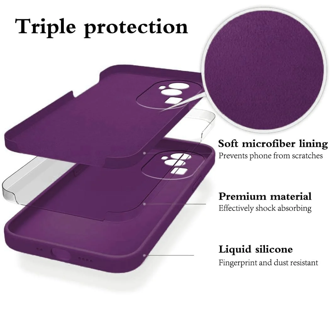 DL3 Mobilak Liquid Silicone Protective Case with Soft Microfiber Lining with Full Camera Protection for OPPO Reno 10 Pro+ Plus 5G - Violet