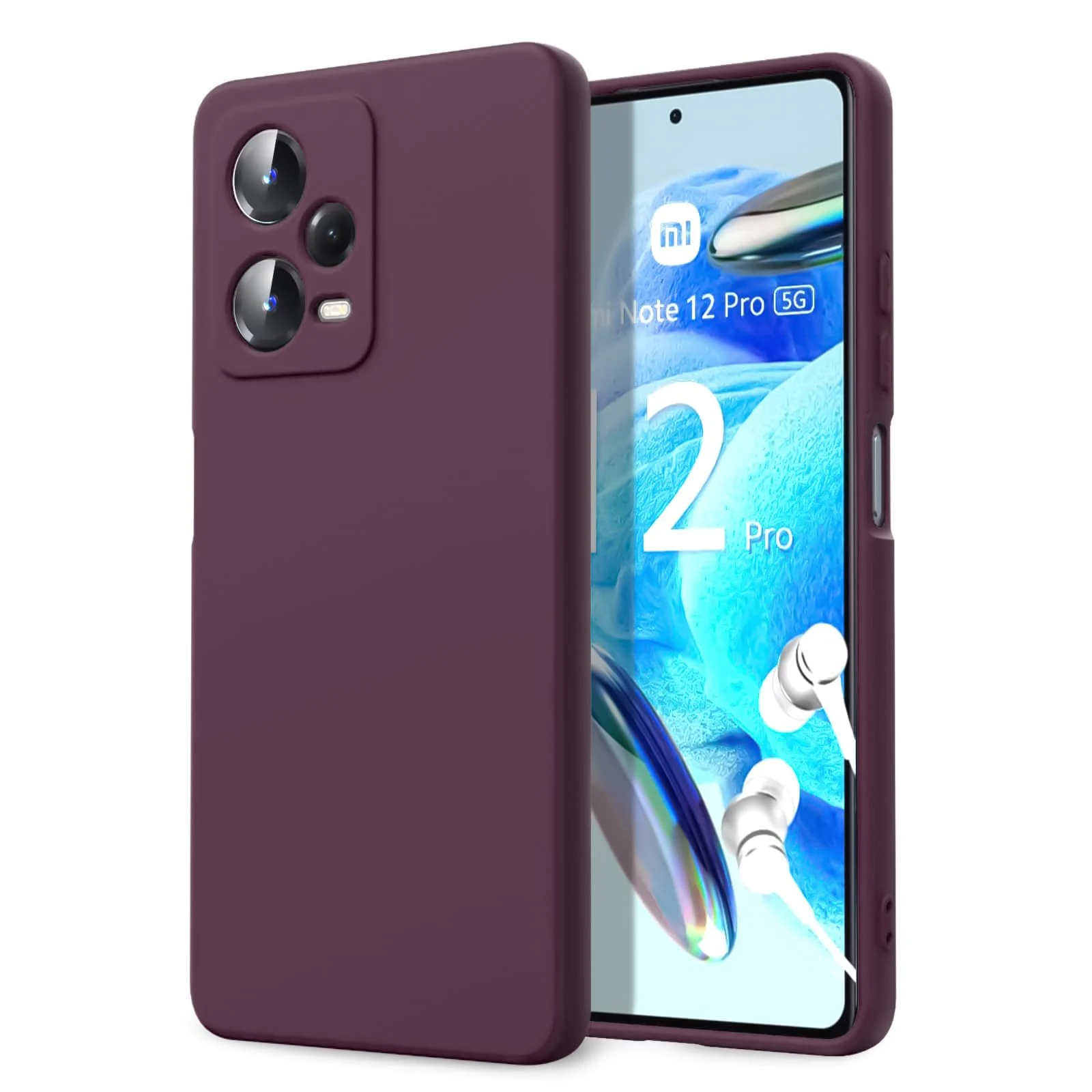 DL3 Mobilak Liquid Silicone Protective Case with Soft Microfiber Lining with Full Camera Protection for Xiaomi Redmi Note 12 Pro Plus 5G - Wine Red