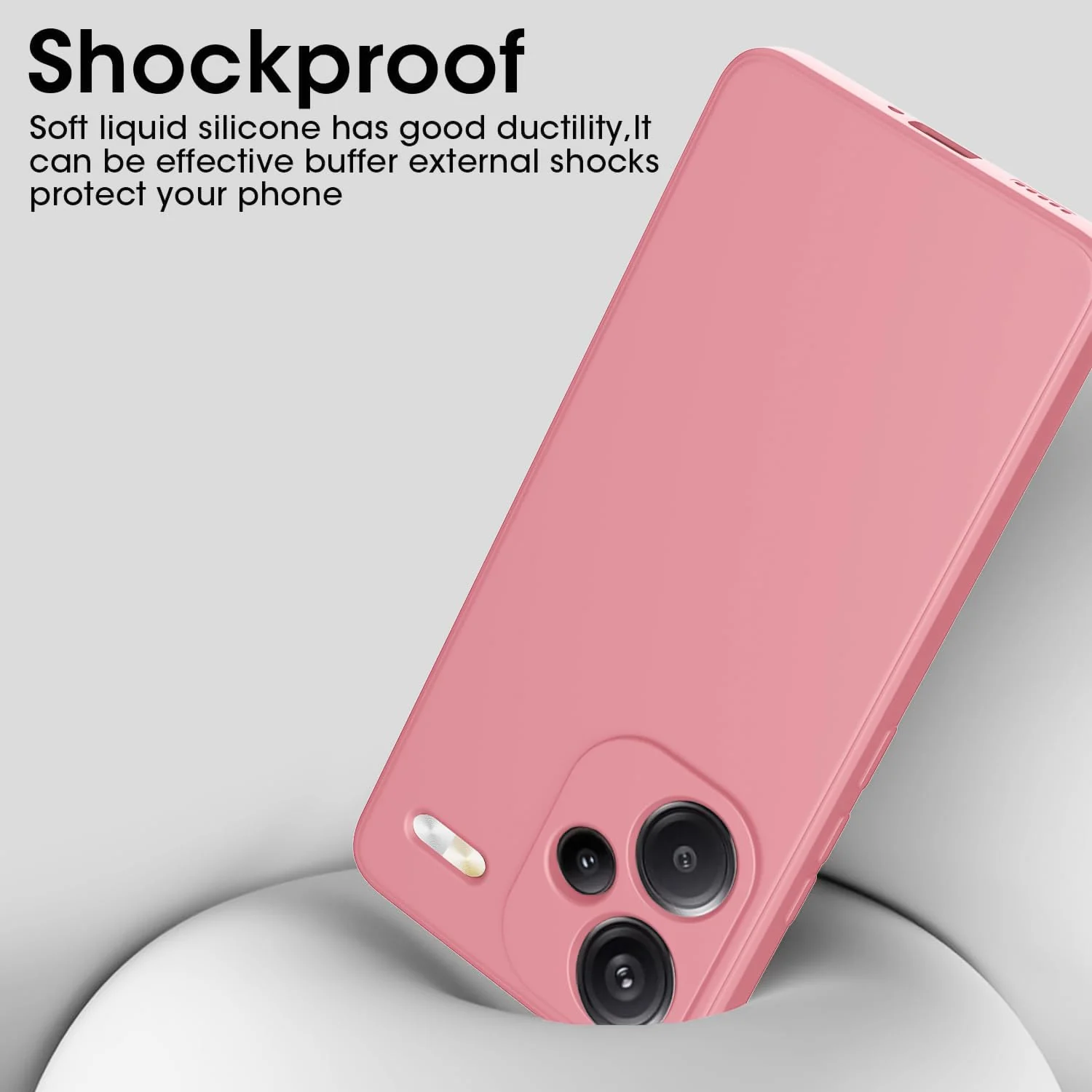 DL3 Mobilak Liquid Silicone Protective Case for Xiaomi Redmi Note 13 Pro+ Plus 5G with Microfiber Lining and Shockproof Design - Pink
