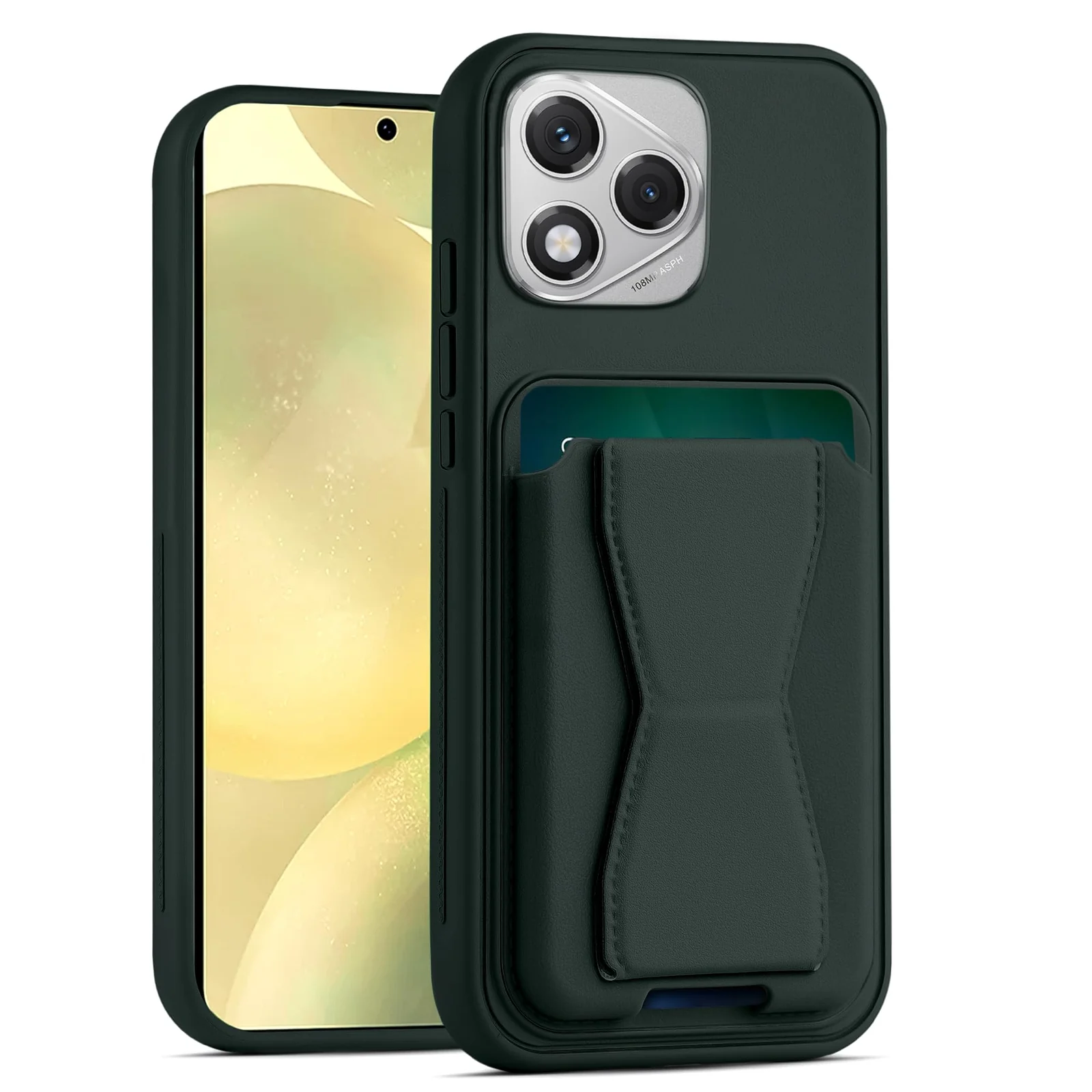 DL3 Mobilak Leather Wallet Case with Card Slot for Honor 400 Lite with Camera Protection and Shockproof Design - Dark Green