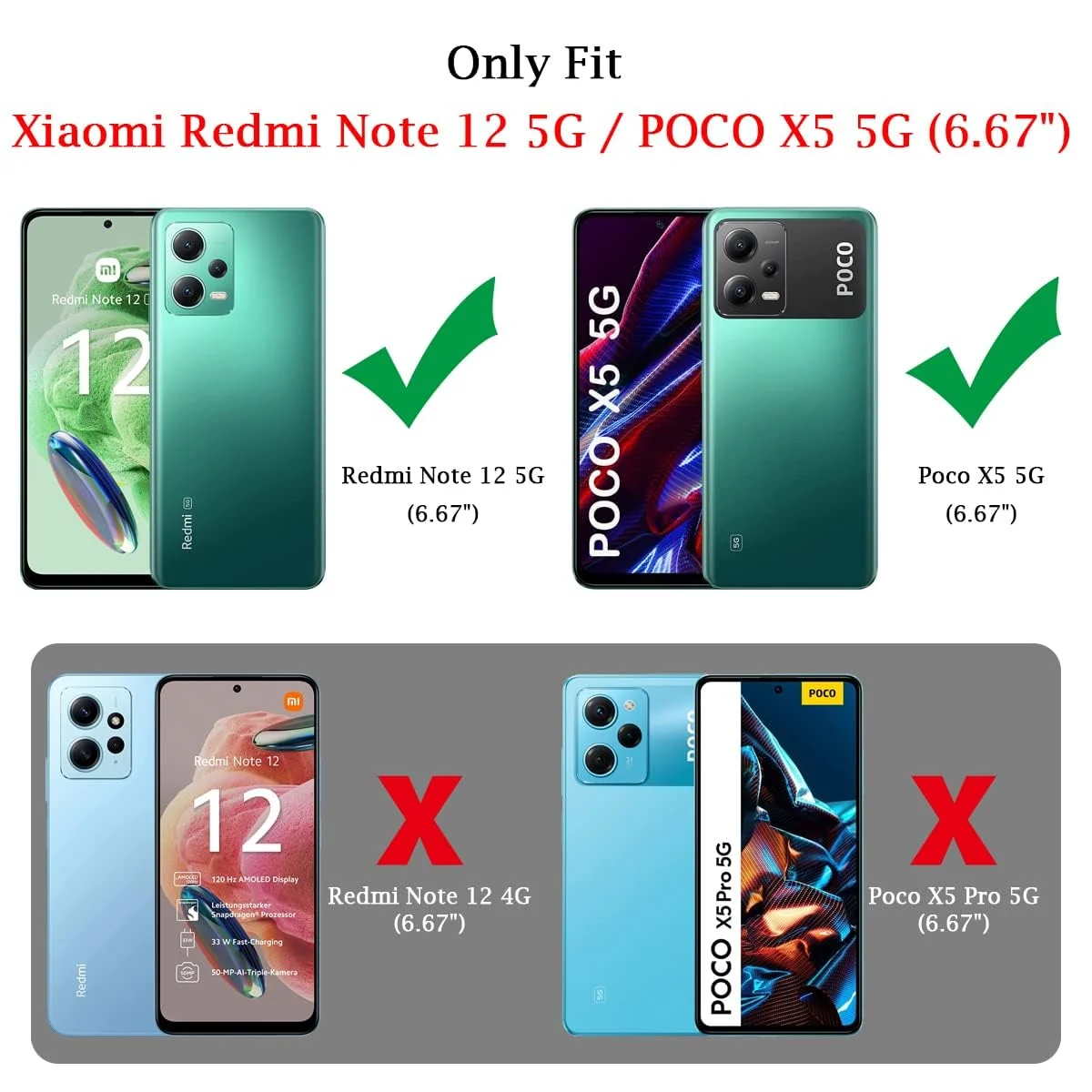 DL3 Mobilak Case Compatible with Xiaomi Redmi Note 12 5G / Poco X5 5G Case Crystal Soft TPU Gel Case Flexible Silicone Anti-Scratch Camera Protection TPU Cover - Clear