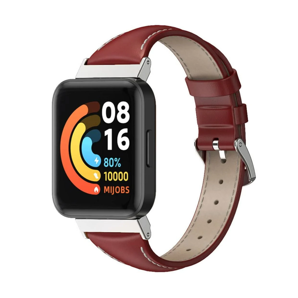 DL3 Mobilak Vintage Leather Strap For Xiaomi Redmi Watch 2 Lite/Poco Watch/Redmi Watch 2 / Horloge 2, Metal Buckle Breathable Replacement Strap, Men Women Replacement Soft Watch Straps - Red