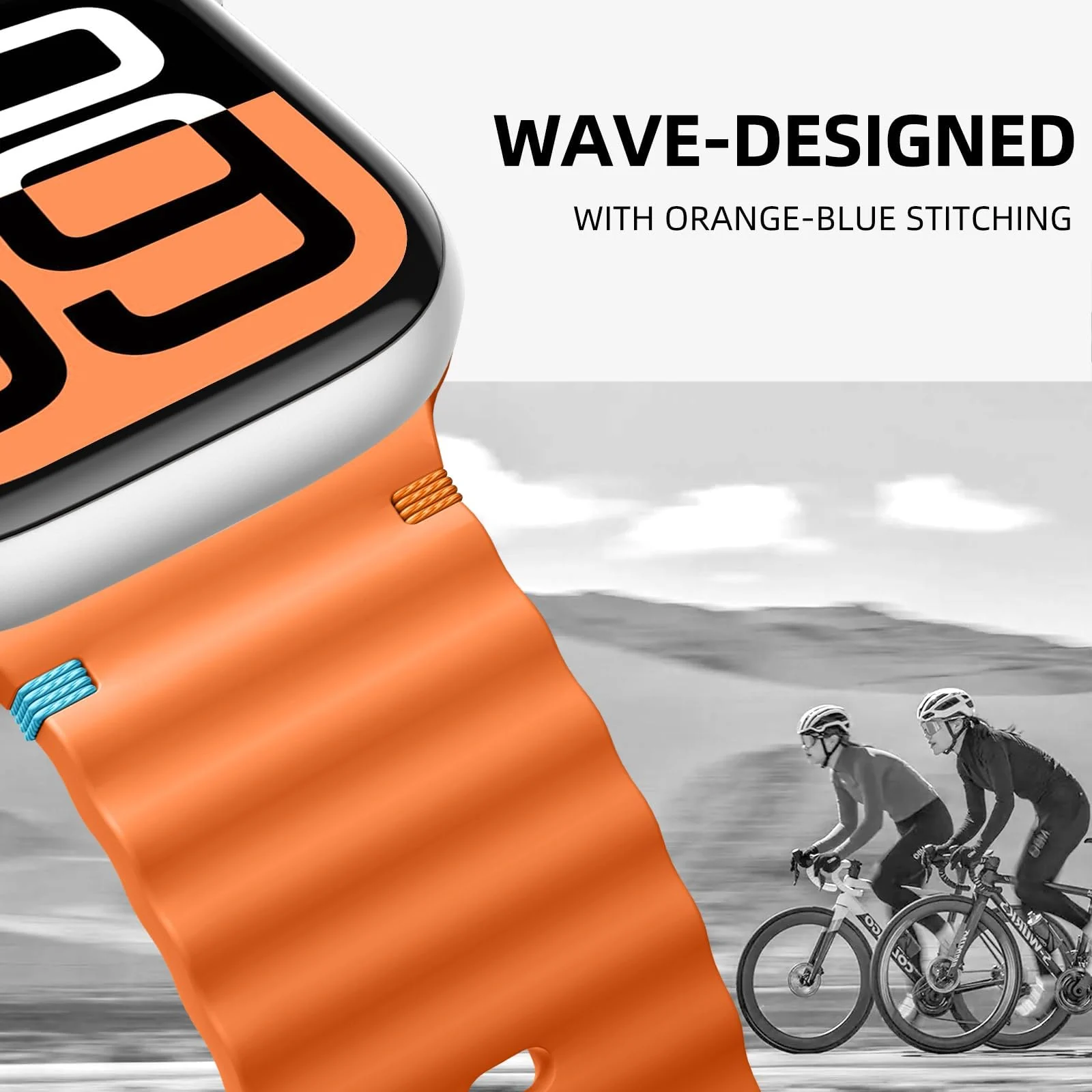 DL3 Mobilak Silicone Wave Stitching Wristband for Huawei Watch Fit 3/Watch Fit 4 Pro/Fit 4 Strap, Watchbands Breathable Sport Bands Armband Quick Release Strap Adjustable Bracelet - Orange