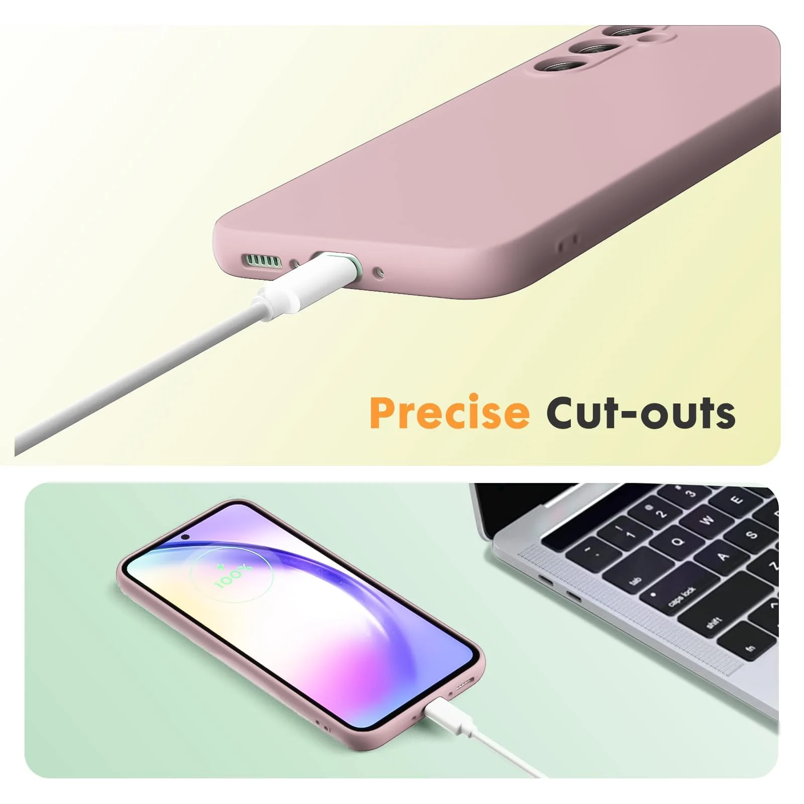 DL3 Mobilak Samsung Galaxy A34 4G / 5G Case, Soft Flexible Silicone Gel Rubber Bumper Cover, Full Body Shockproof Protective Phone Case - Cashmere