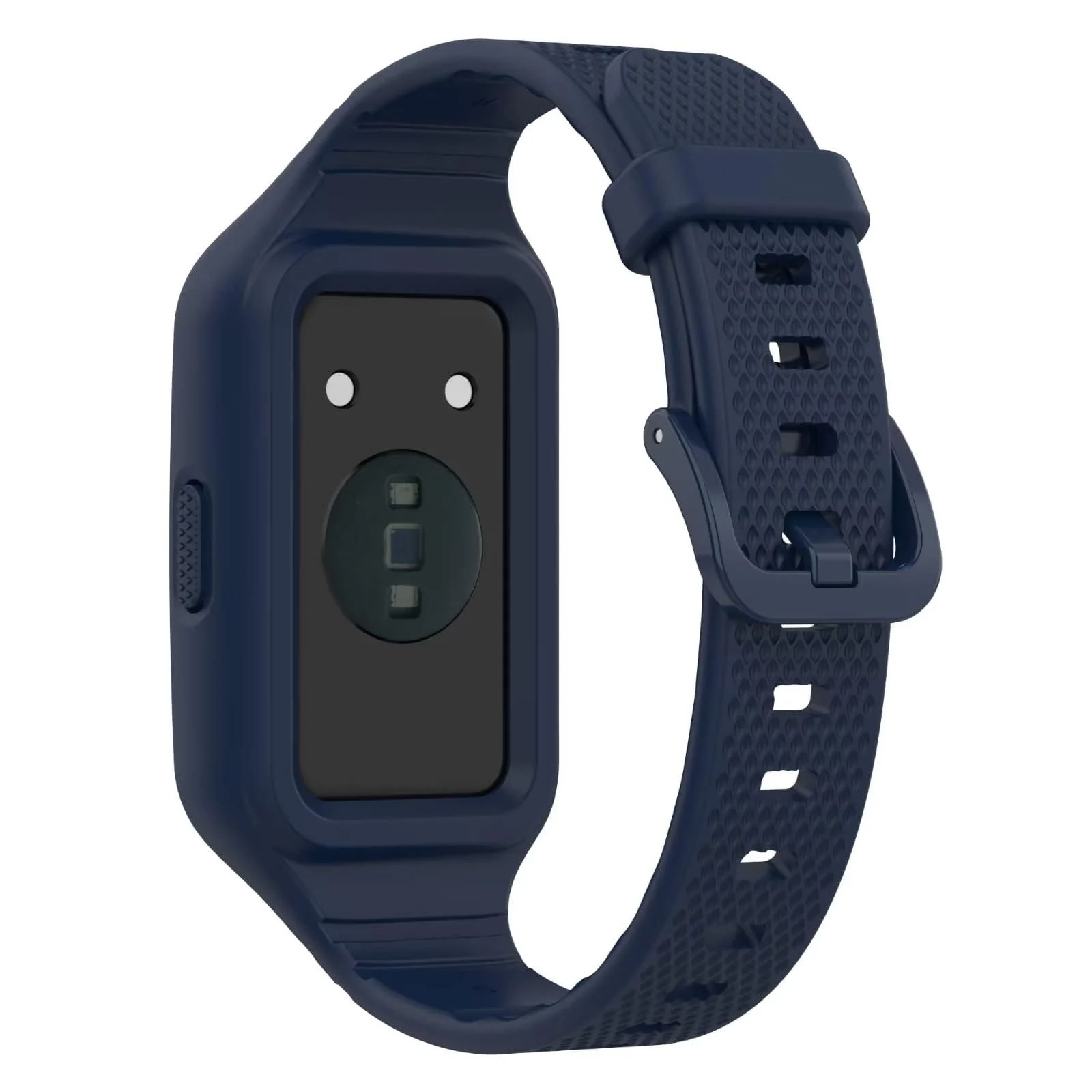 DL3 Mobilak Strap Compatible with Huawei Band 10/9/8/7/6/6 Pro, Adjustable Replacement Strap - Silicone Replacement Wrist Strap With Built-in Case Cover For Honor Band 6/7 - Black - Blue