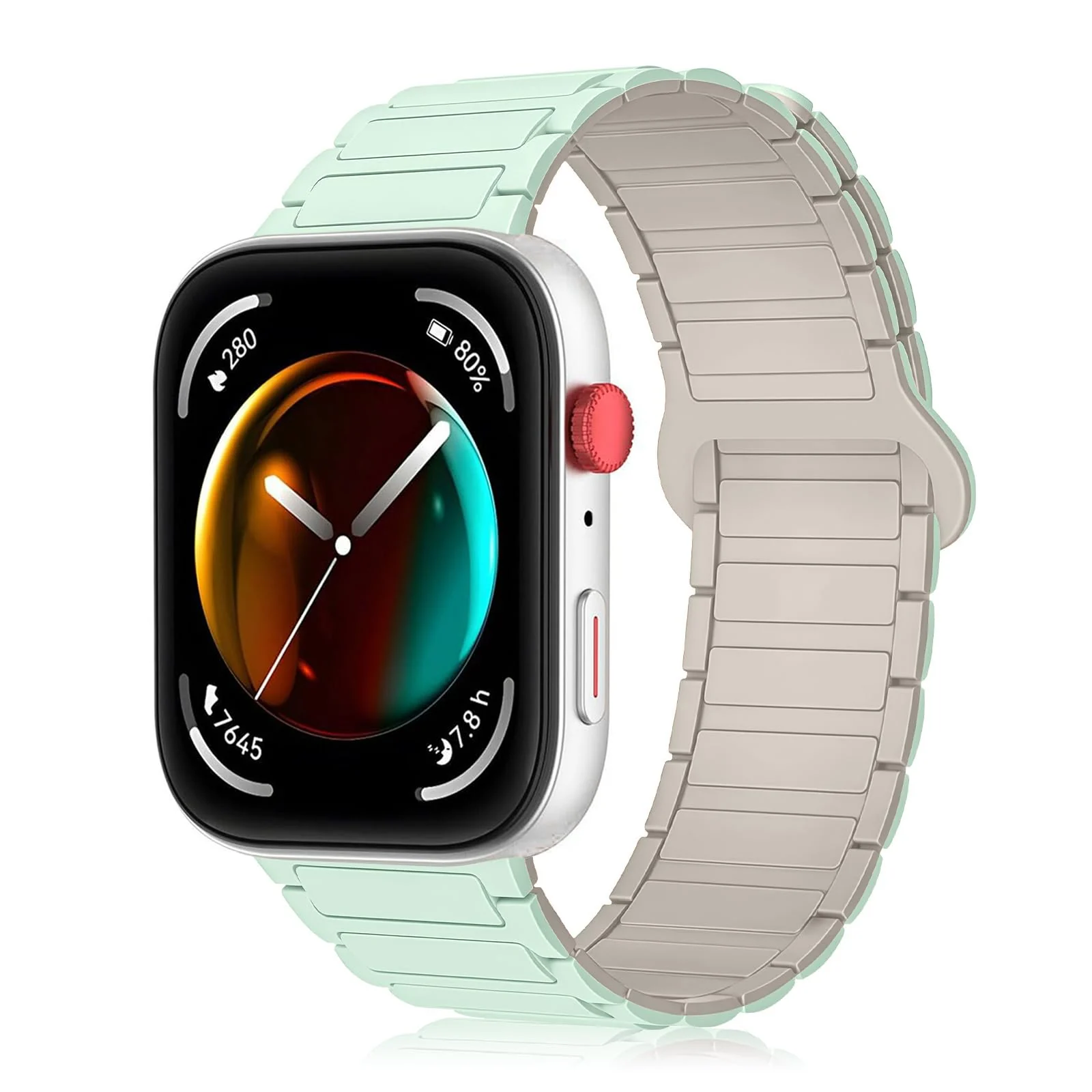 DL3 Mobilak Magnetic Strap for Huawei Watch Fit 4 Pro/Fit4/Fit 3 Replacement Straps Strong Silicone, Easy to Wear, Waterproof, Sporty, Daily Wear Watchbands for Men and Women - Mint Green | Starlight