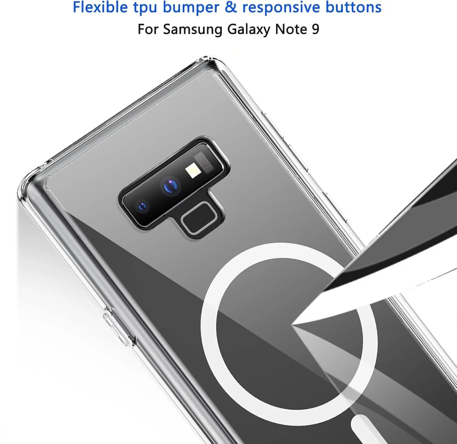 DL3 Mobilak Case For Samsung Galaxy Note 9 Case Crystal [Not Compatible with MagSafe] Soft TPU Gel Case Flexible Silicone Anti-Scratch TPU Cover - Clear