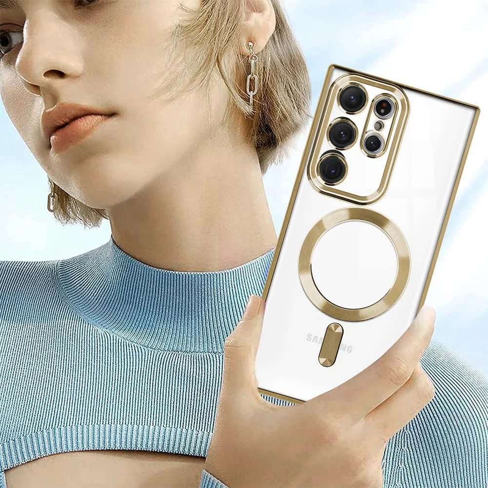 DL3 Mobilak Clear MagSafe-Compatible Magnetic Case for Samsung Galaxy Note 20 Ultra with Camera Protection and Shockproof Design - Gold