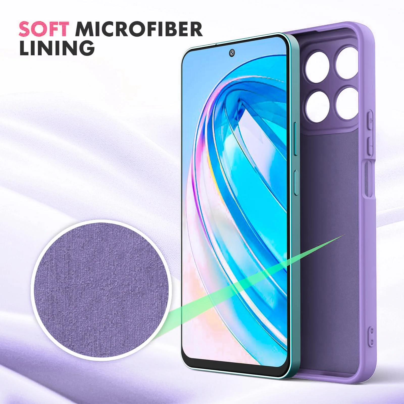 DL3 Mobilak Liquid Silicone Protective Case with Soft Microfiber Lining with Full Camera Protection for Honor X8A - Light Purple